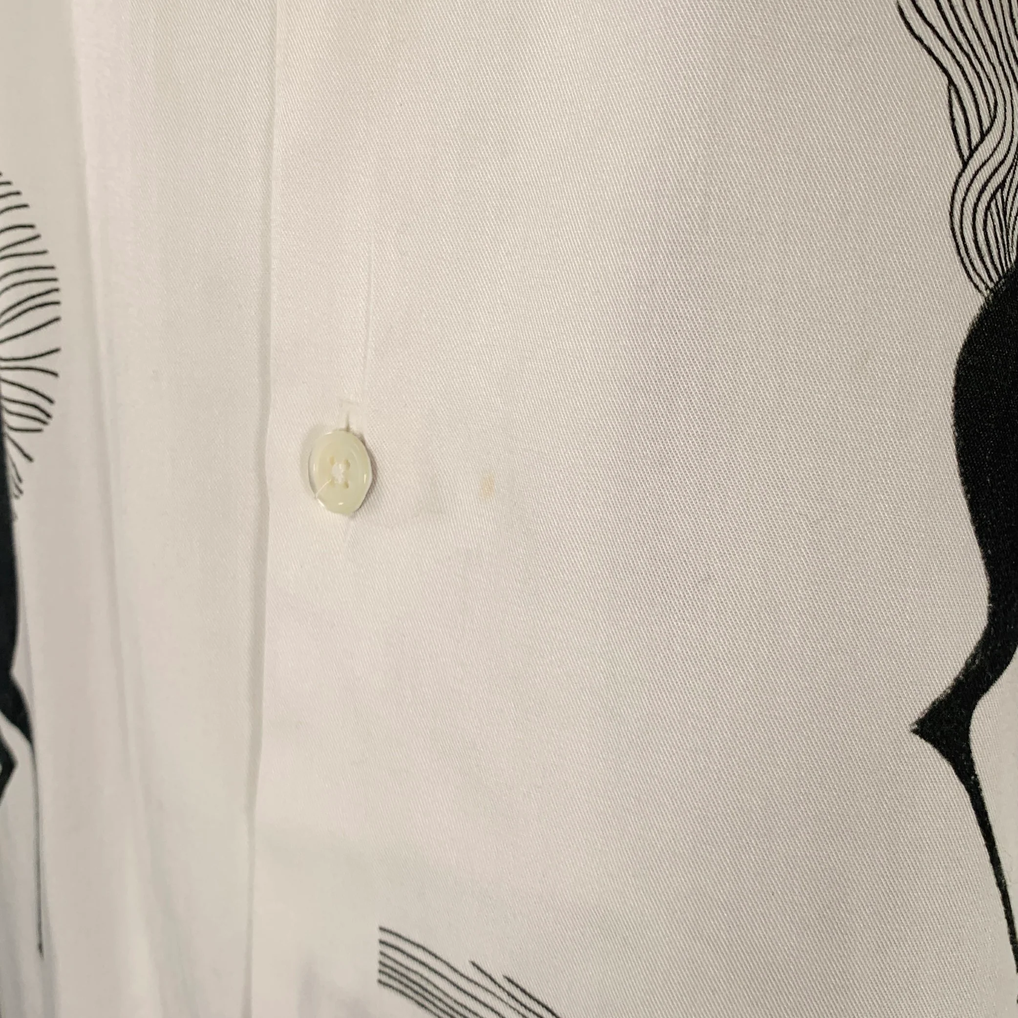 PORTUGUESE FLANNEL Size M White Black Print Lyocell Camp Short Sleeve Shirt - Image 6