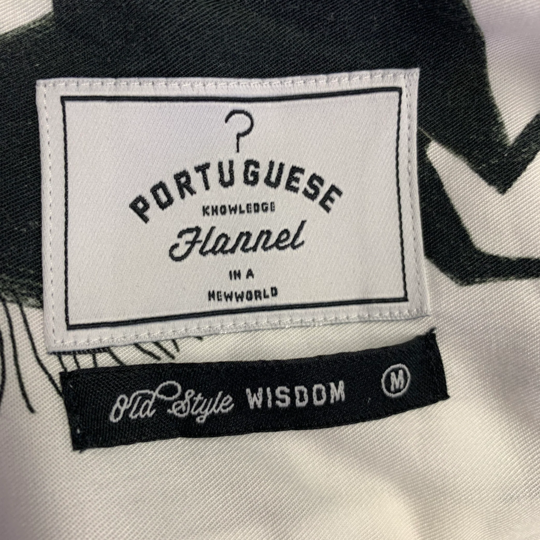 PORTUGUESE FLANNEL Size M White Black Print Lyocell Camp Short Sleeve Shirt - Image 7