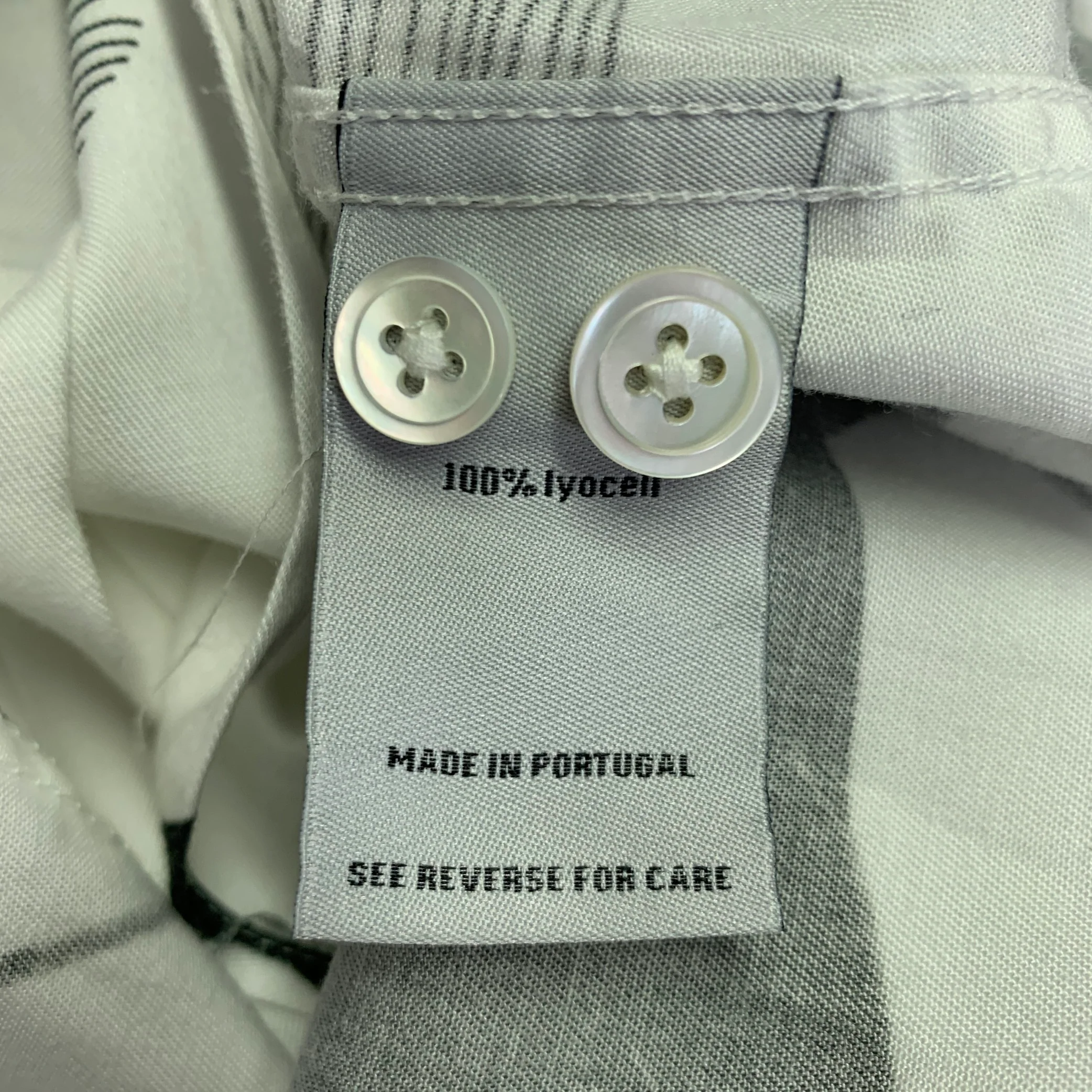 PORTUGUESE FLANNEL Size M White Black Print Lyocell Camp Short Sleeve Shirt - Image 8