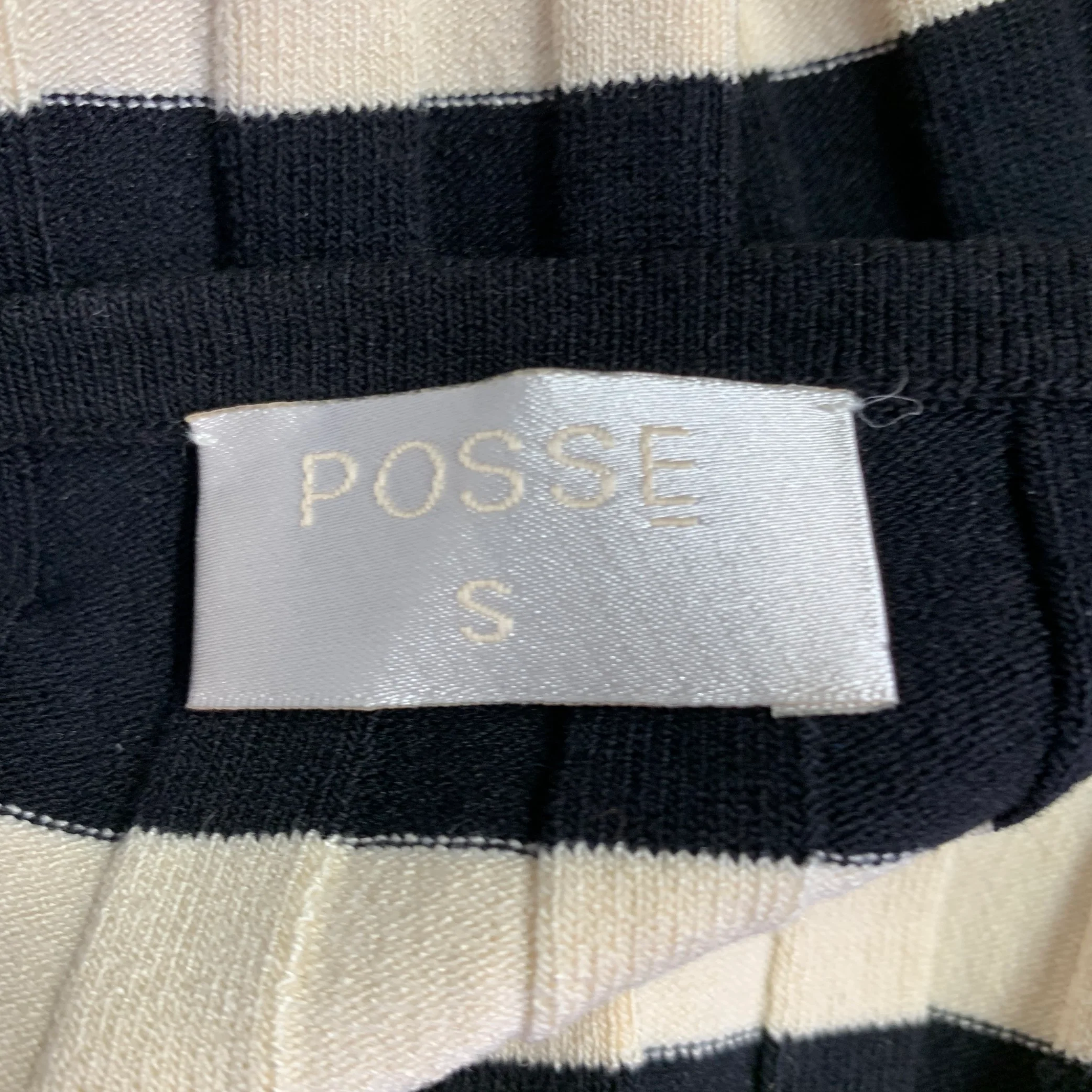 POSSE Size S Black Cream Viscose Blend Stripe Ribbed Dress - Image 4