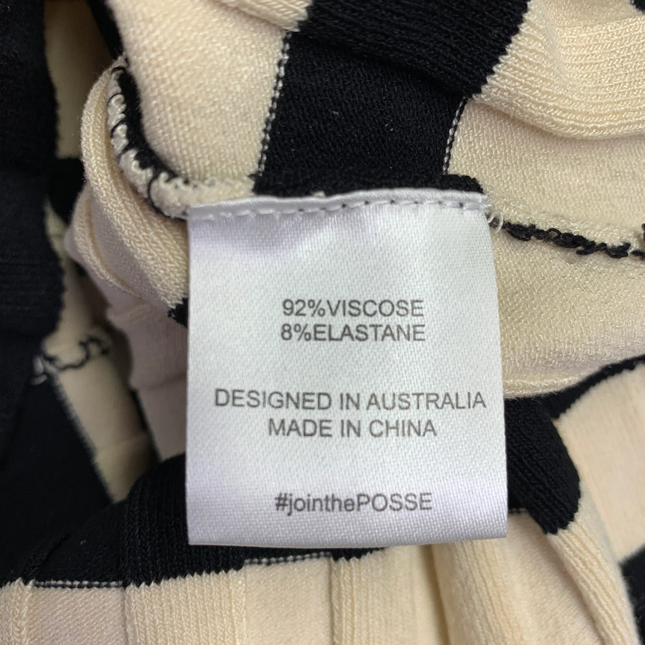 POSSE Size S Black Cream Viscose Blend Stripe Ribbed Dress - Image 5