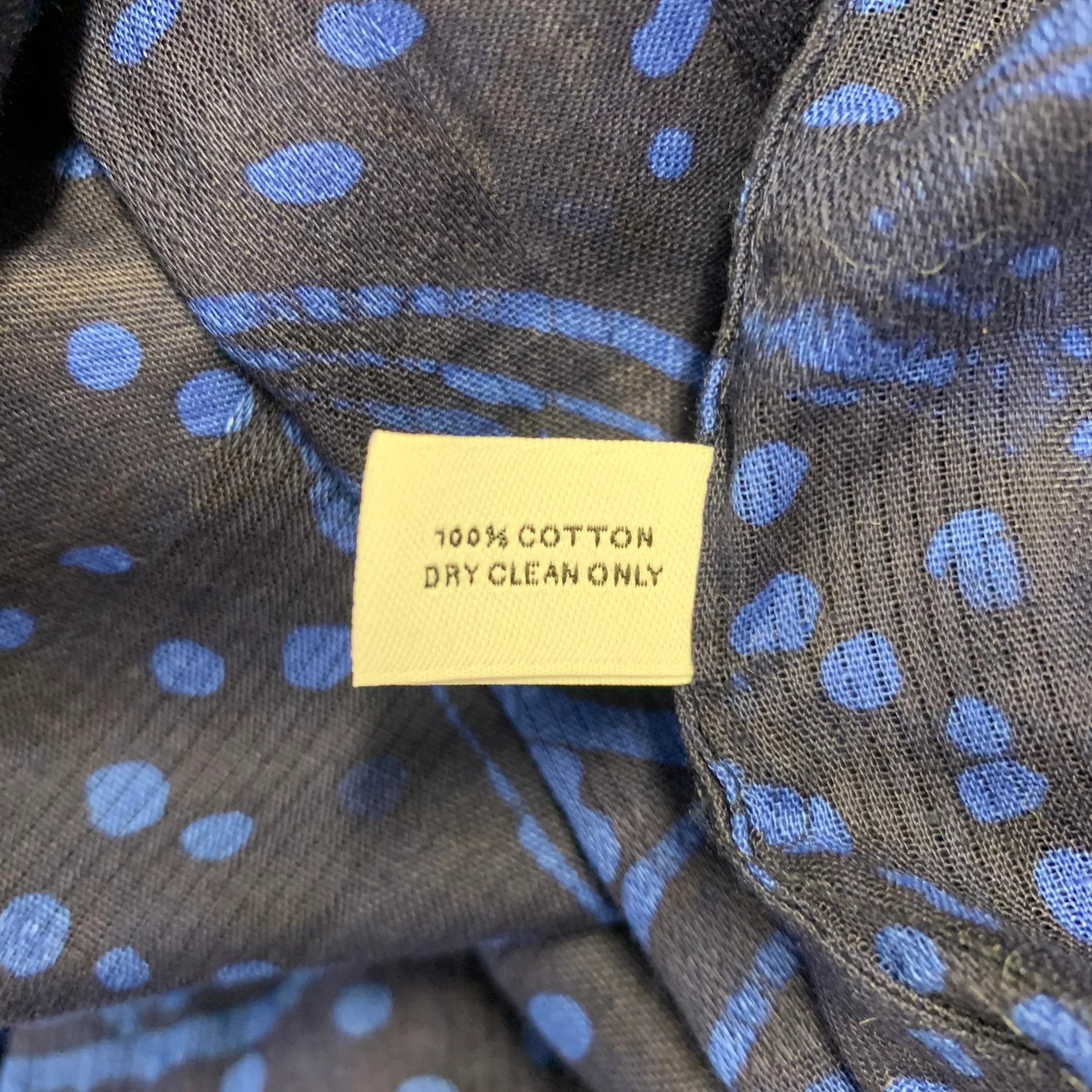 POST-IMPERIAL Size L Blue Indigo Abstract Floral Cotton Long Sleeve Shirt - Image 7