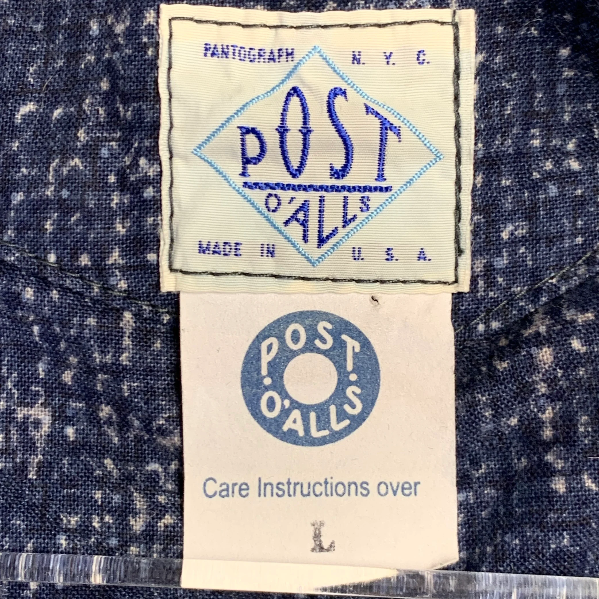 POST O'ALLS Size L Navy Grey Marbled Cotton Utility Vest - Image 5