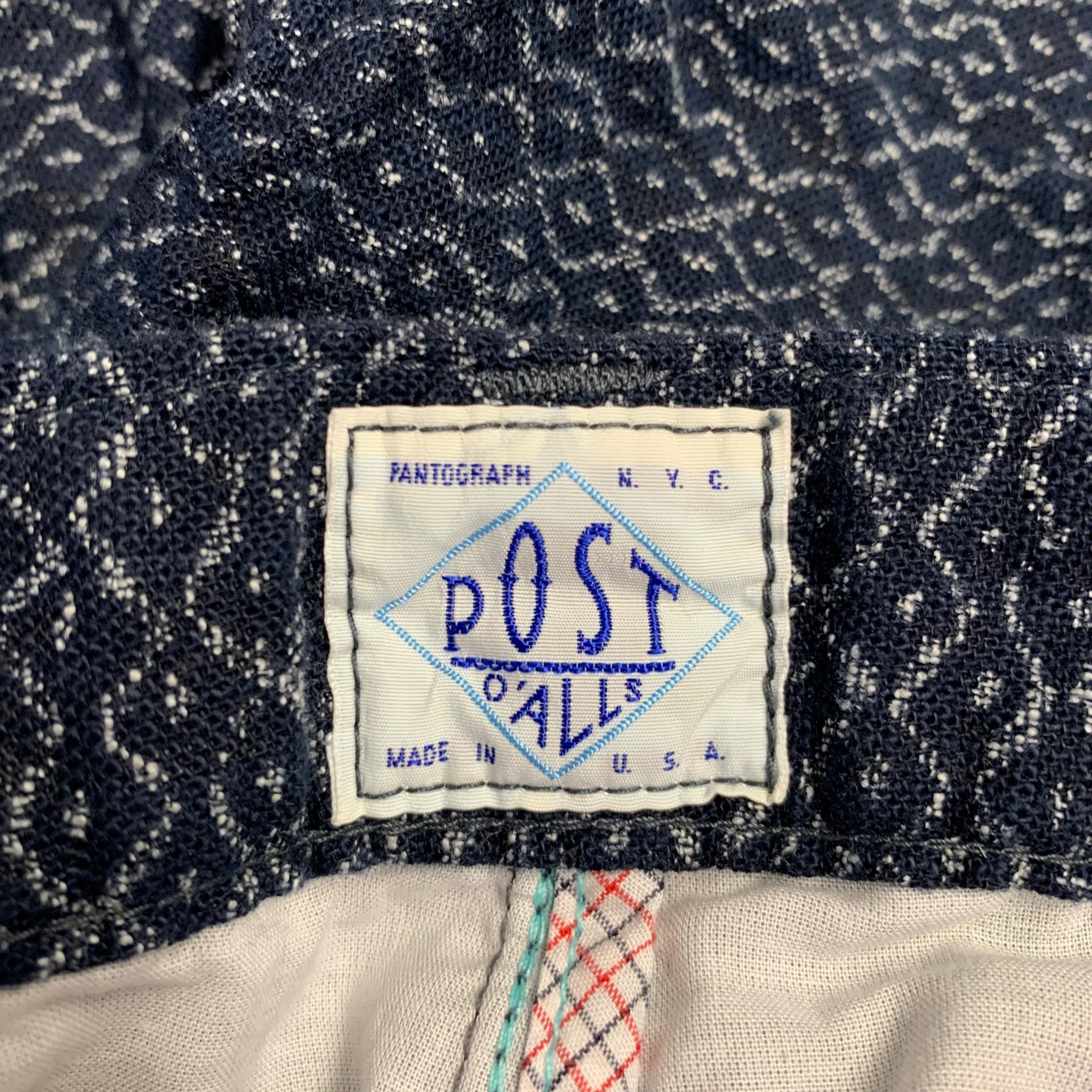 POST O'ALLS Size M Navy White Diamond Zip Fly Shorts - Image 5