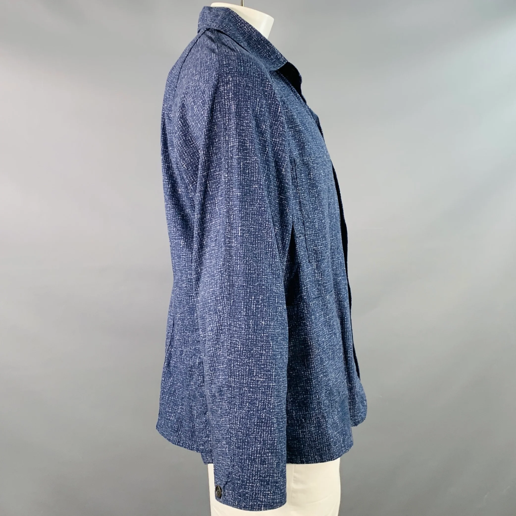 POST O'ALLS Size XL Navy Grey Marbled Cotton Shirt Jacket - Image 3
