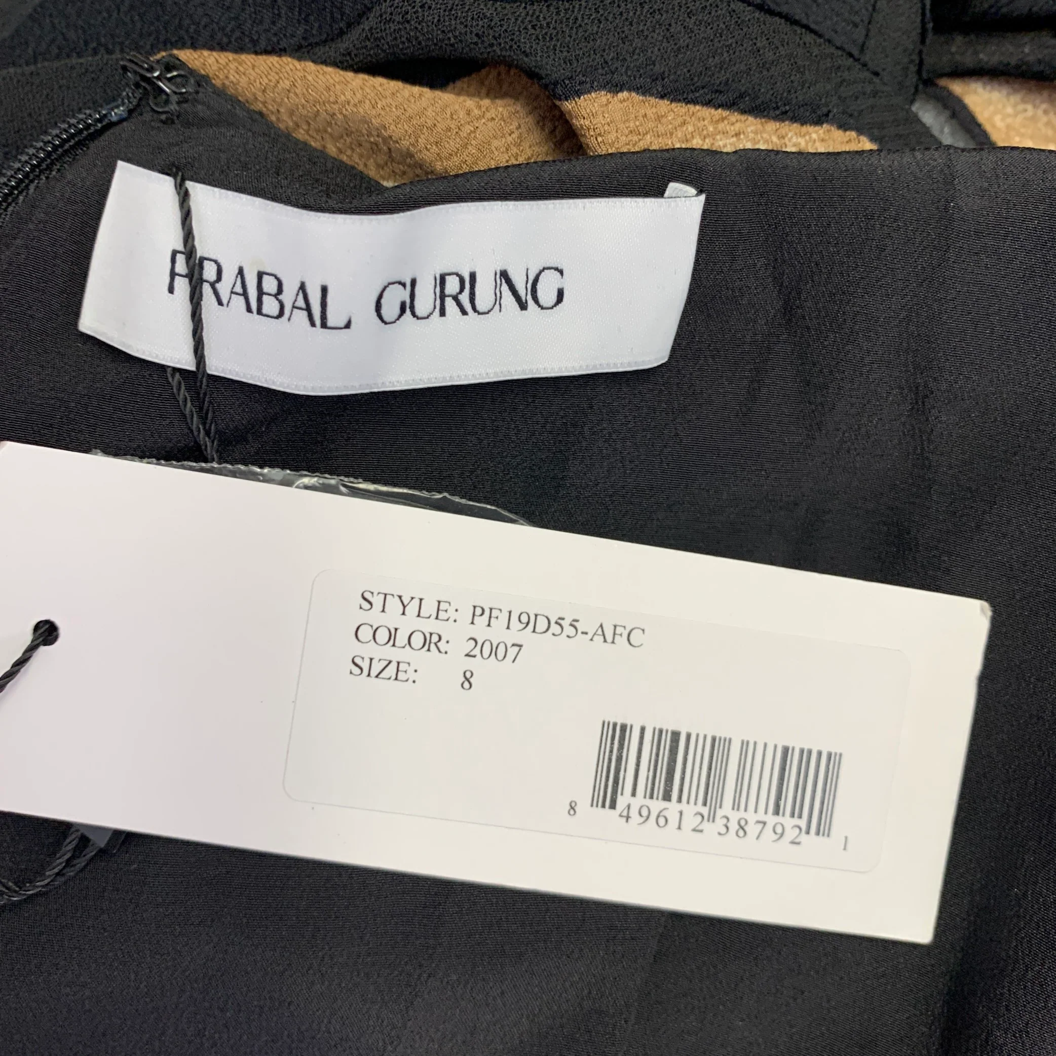 PRABAL GURUNG Size M Black Brown Viscose Blend Abstract Wrap Dress - Image 5