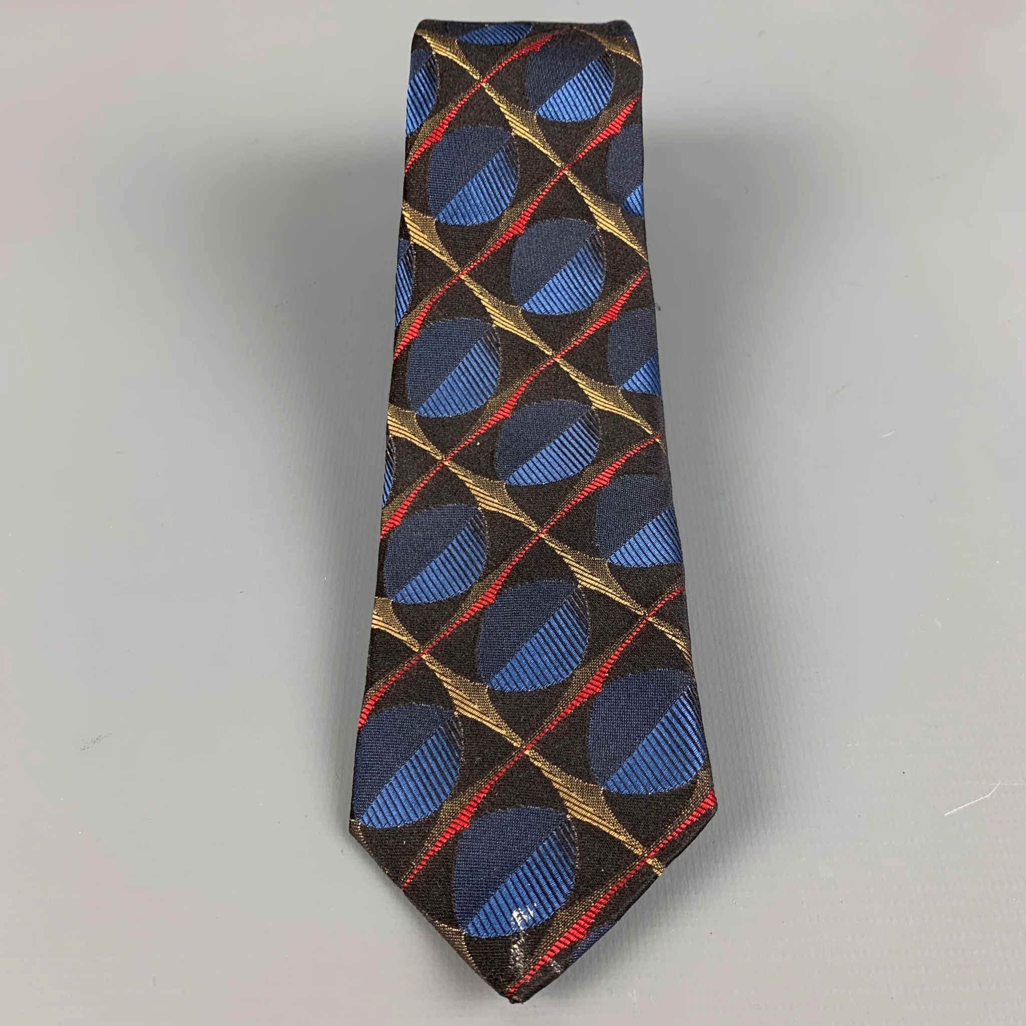 PRADA Black Multi-Color Abstract Silk Jacquard Tie - Image 2