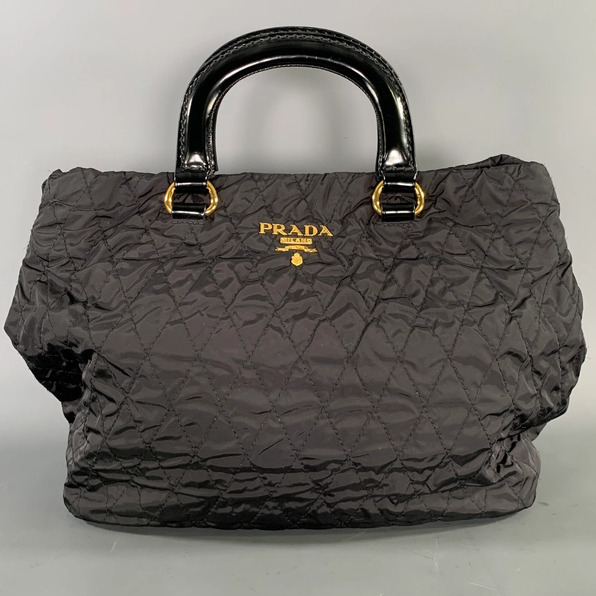 PRADA Black Quilted Nylon Handbag & Leather Goods