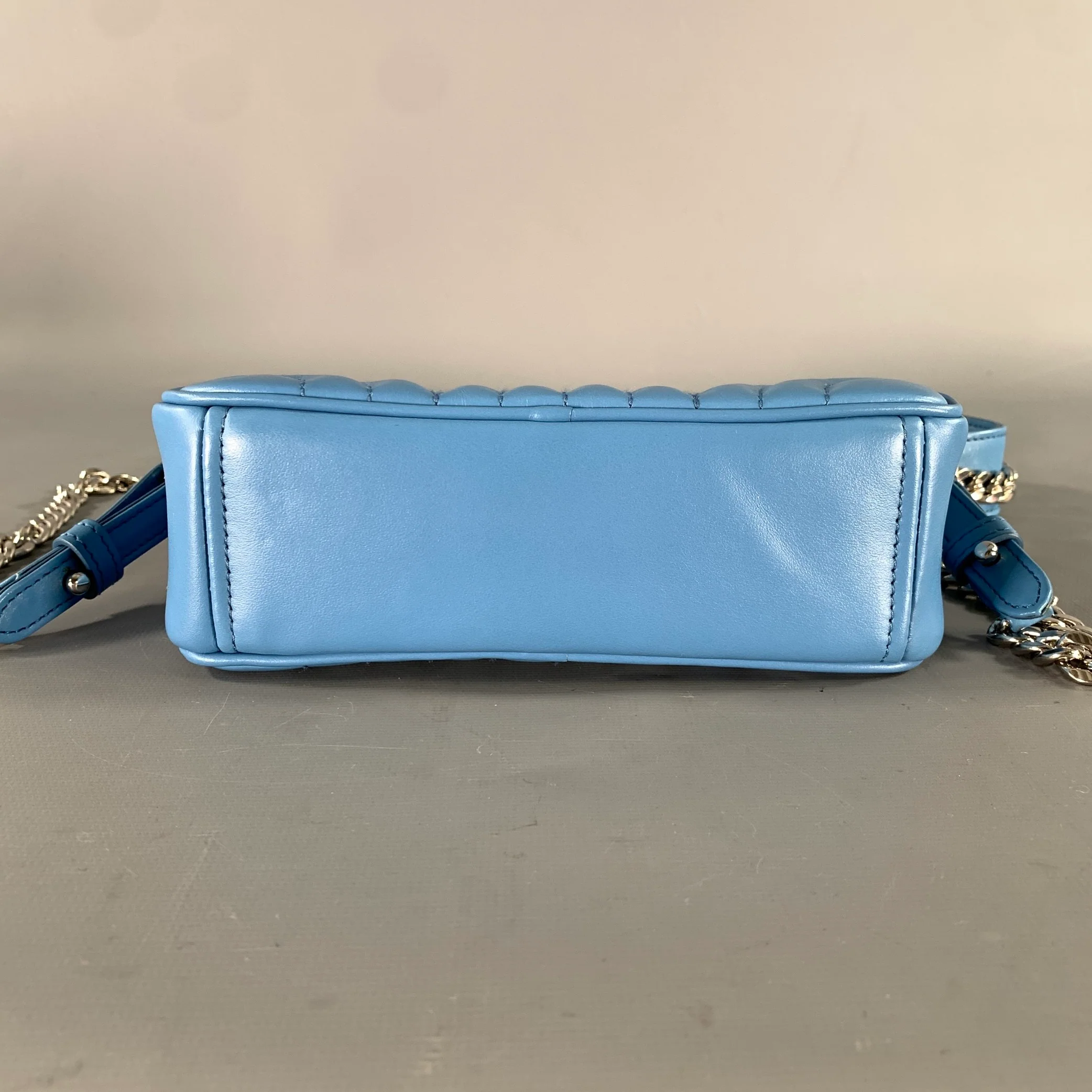 PRADA Blue Quilted Calfskin Leather Shoulder Bag Handbag - Image 6