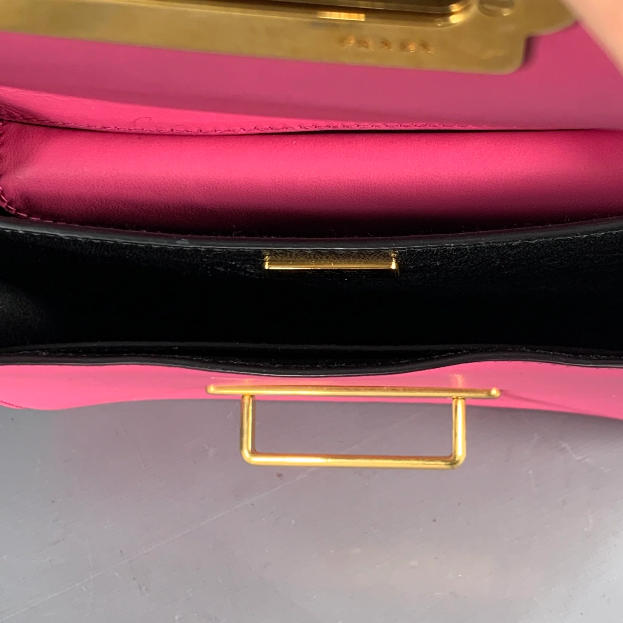 PRADA Cahier Pink Black Gold Leather Cross Body Mini Handbag - Image 10