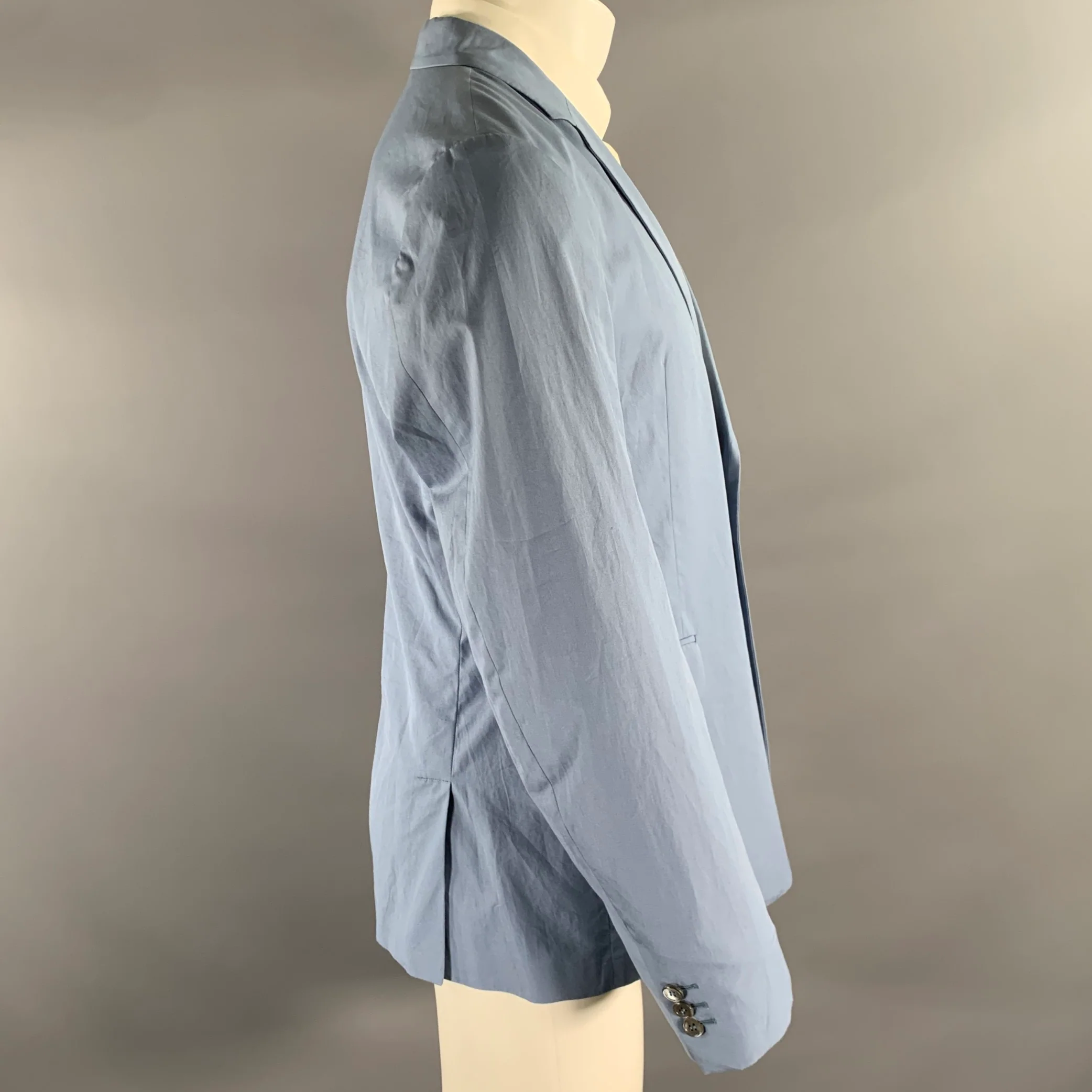 PRADA Chest Size 40 Blue Light Blue Solid Notch Lapel Sport Coat - Image 3