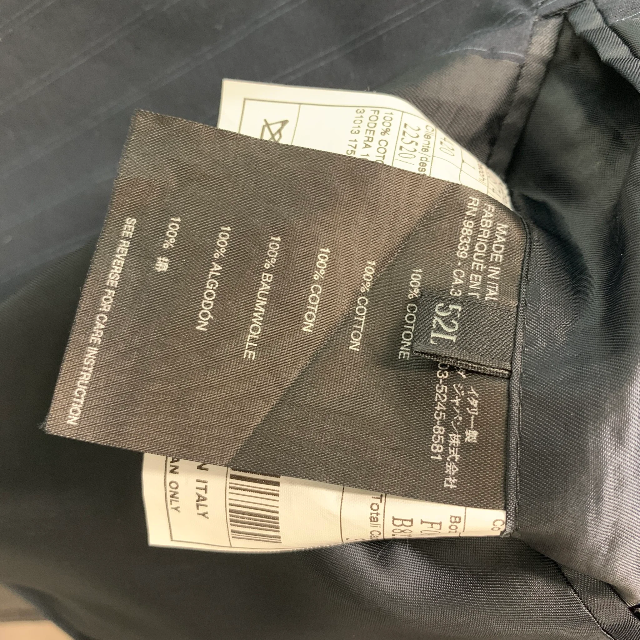 PRADA Chest Size 40 Navy Blue Stripe Cotton Single breasted 34 32 Suit - Image 7