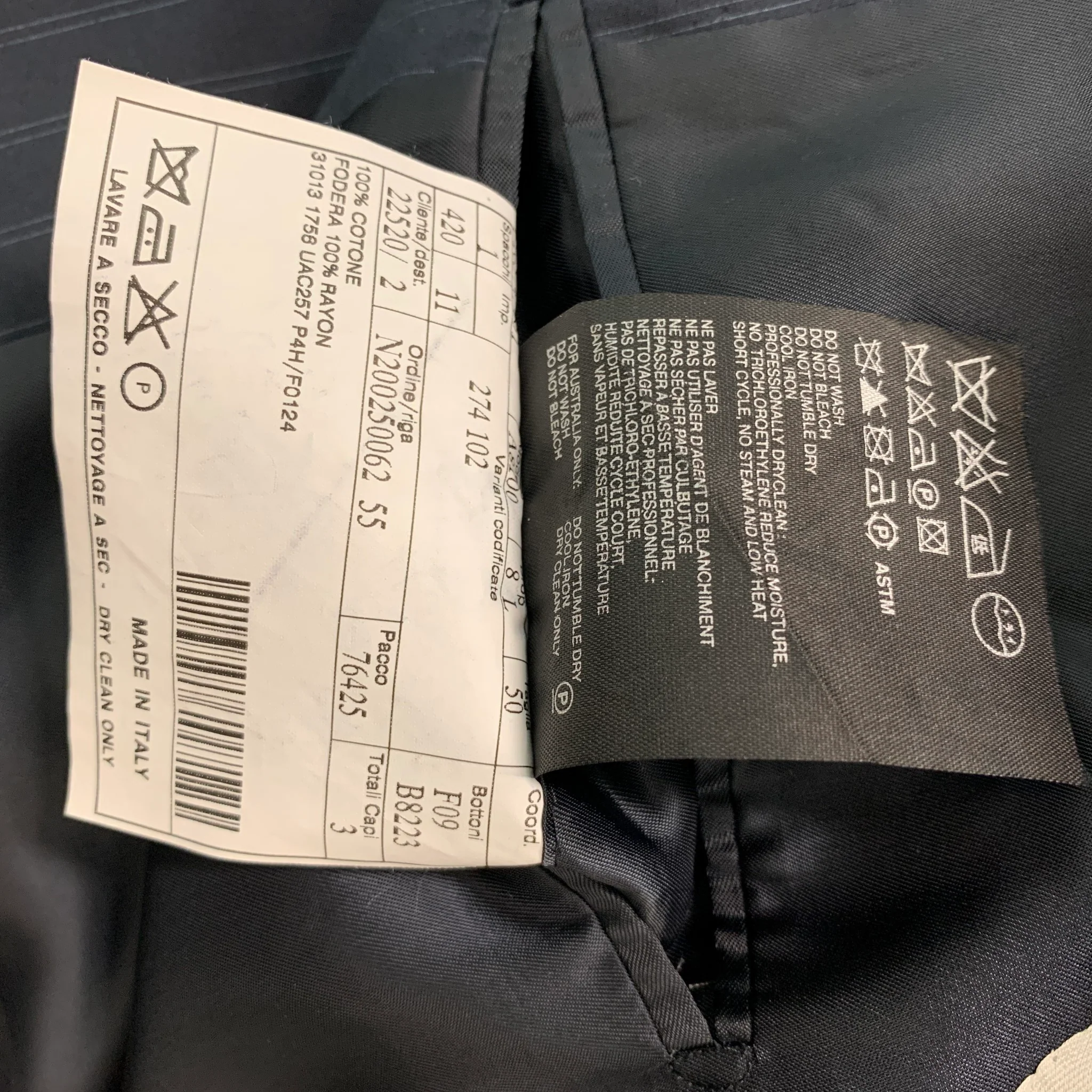 PRADA Chest Size 40 Navy Blue Stripe Cotton Single breasted 34 32 Suit - Image 8