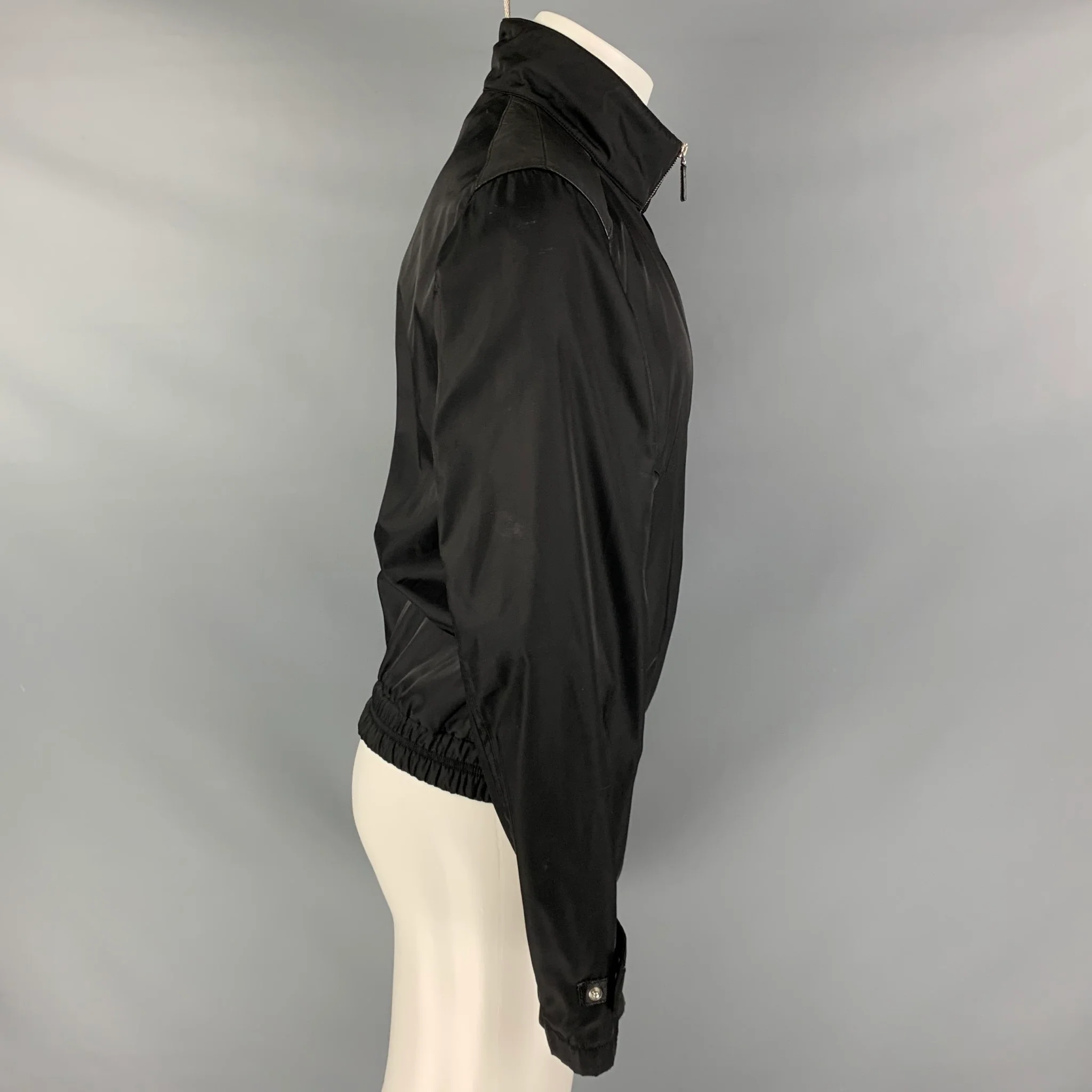 PRADA Chest Size 40 Size 40 Black Nylon Bomber Jacket - Image 2