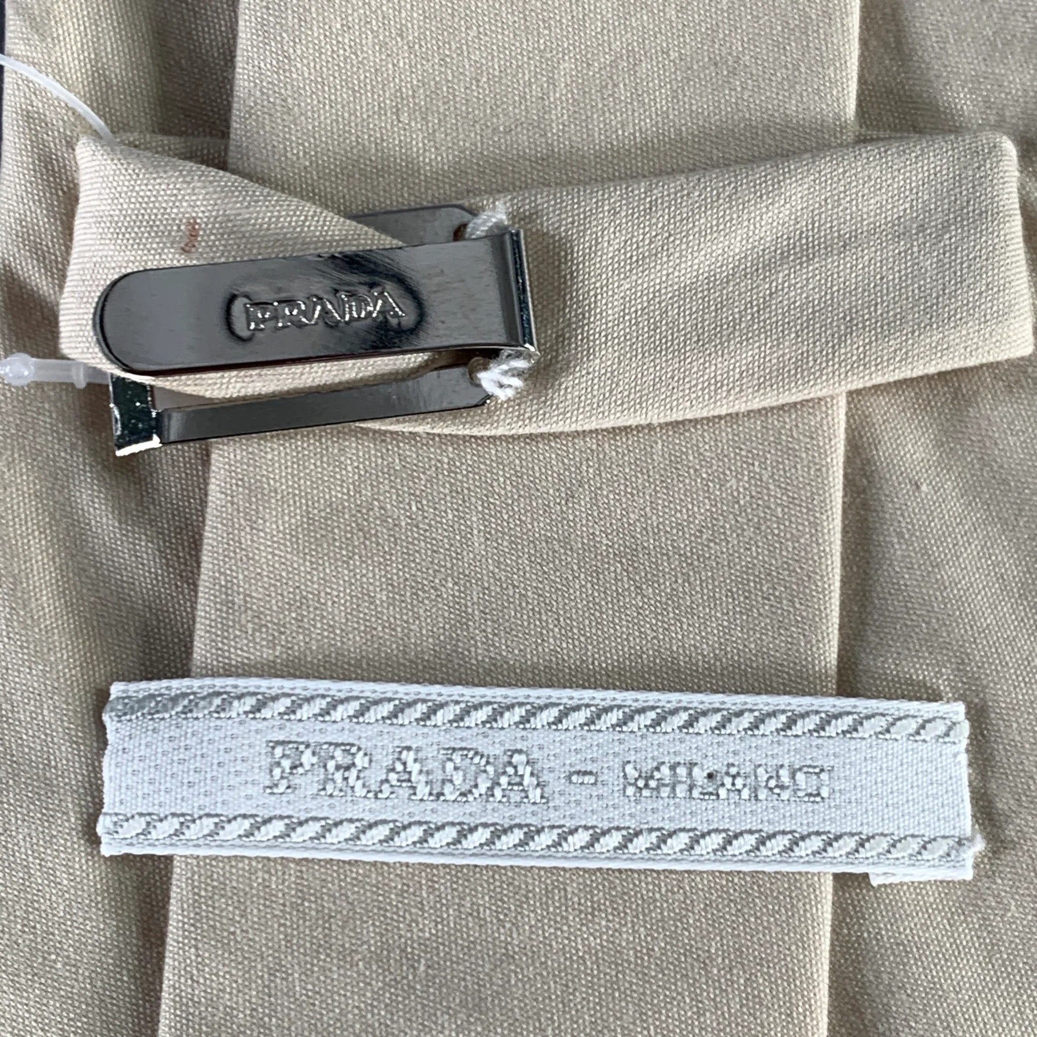 PRADA Cream Cotton Blend Tie - Image 3
