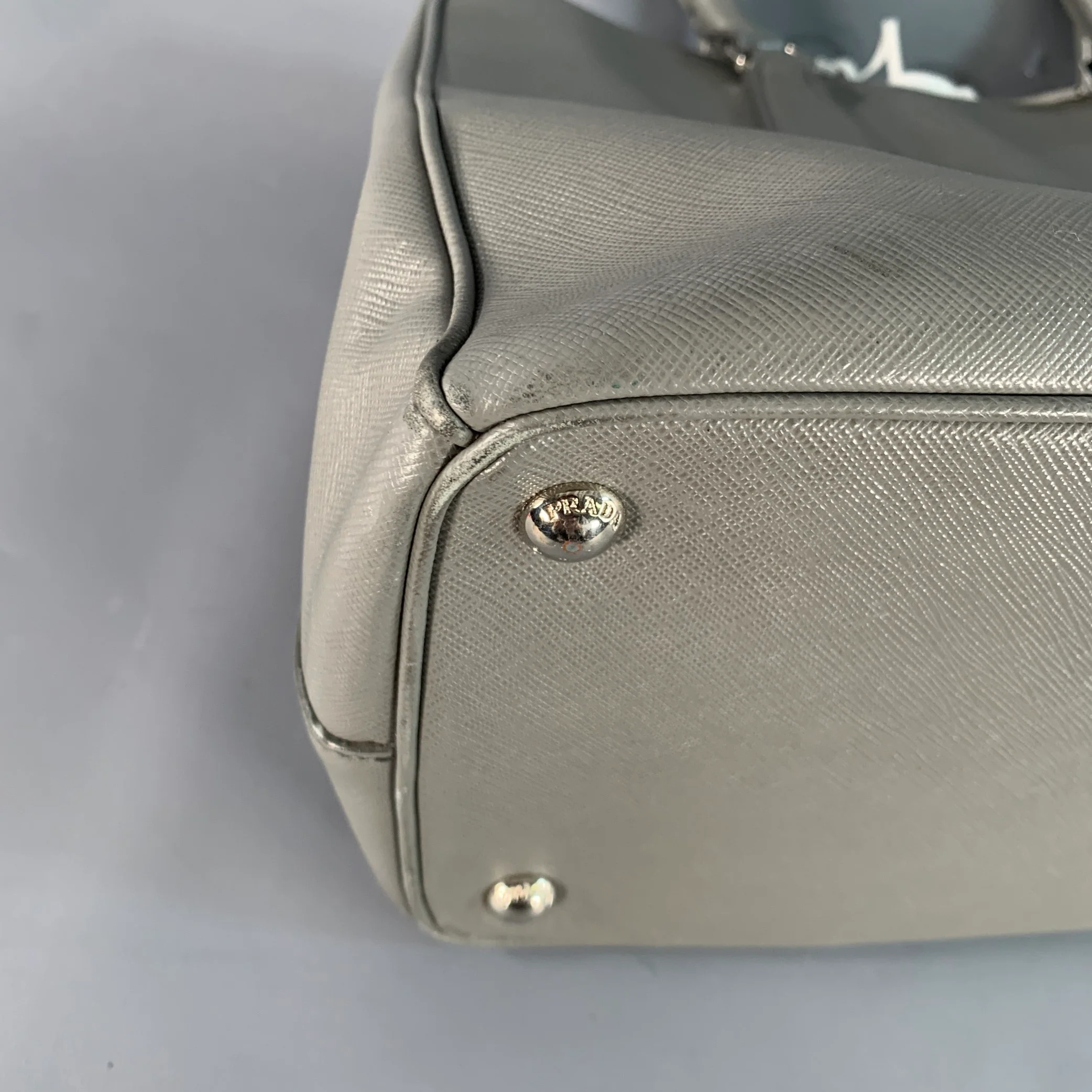 PRADA Galleria Grey Saffiano Leather Top Handles Handbag - Image 12