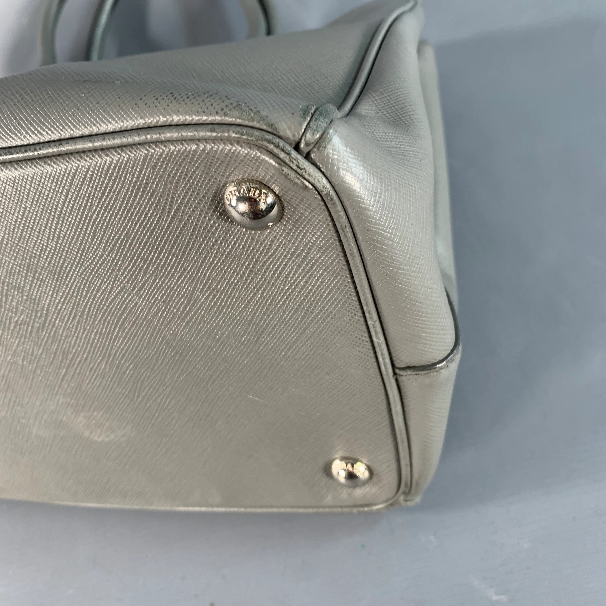 PRADA Galleria Grey Saffiano Leather Top Handles Handbag - Image 13