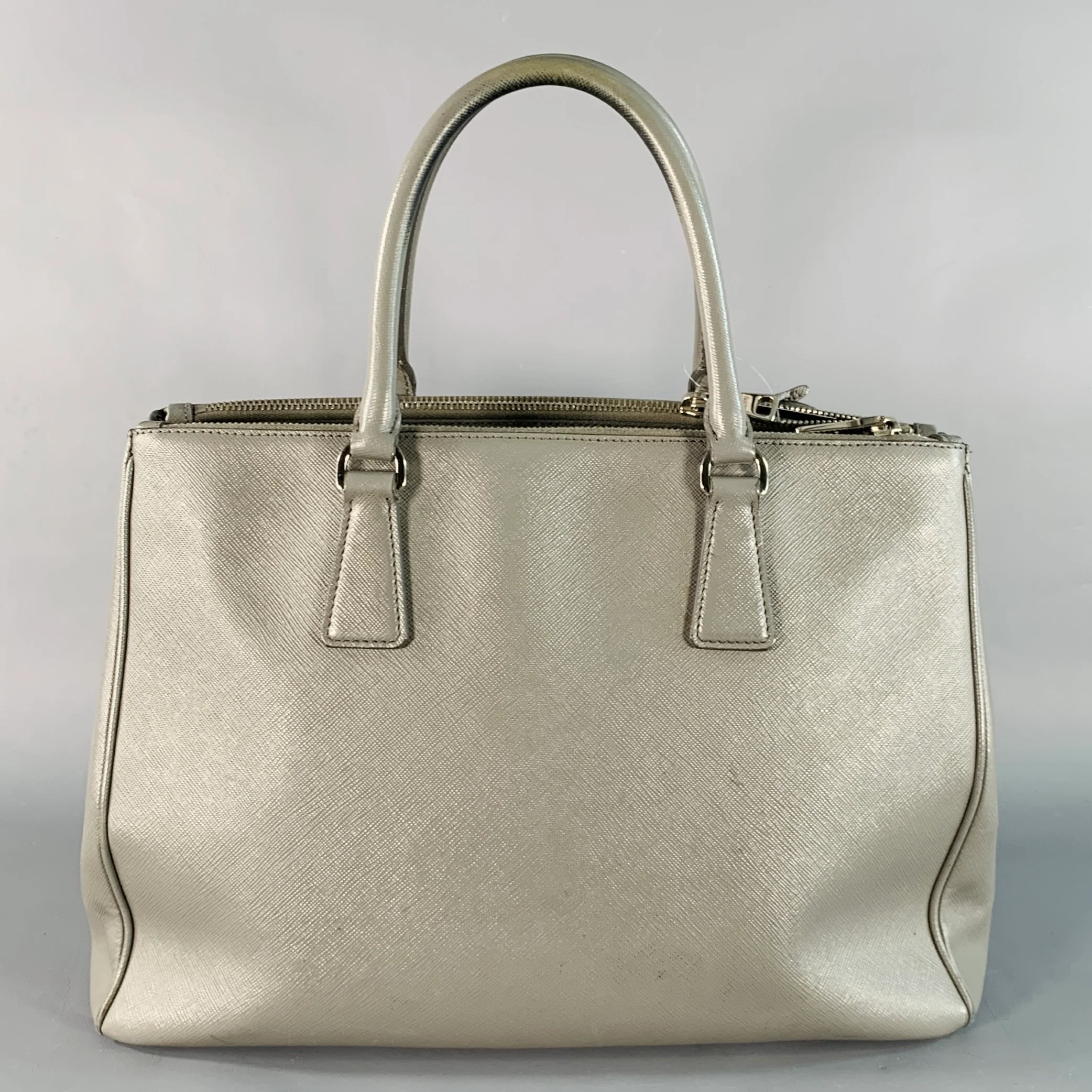 PRADA Galleria Grey Saffiano Leather Top Handles Handbag - Image 4