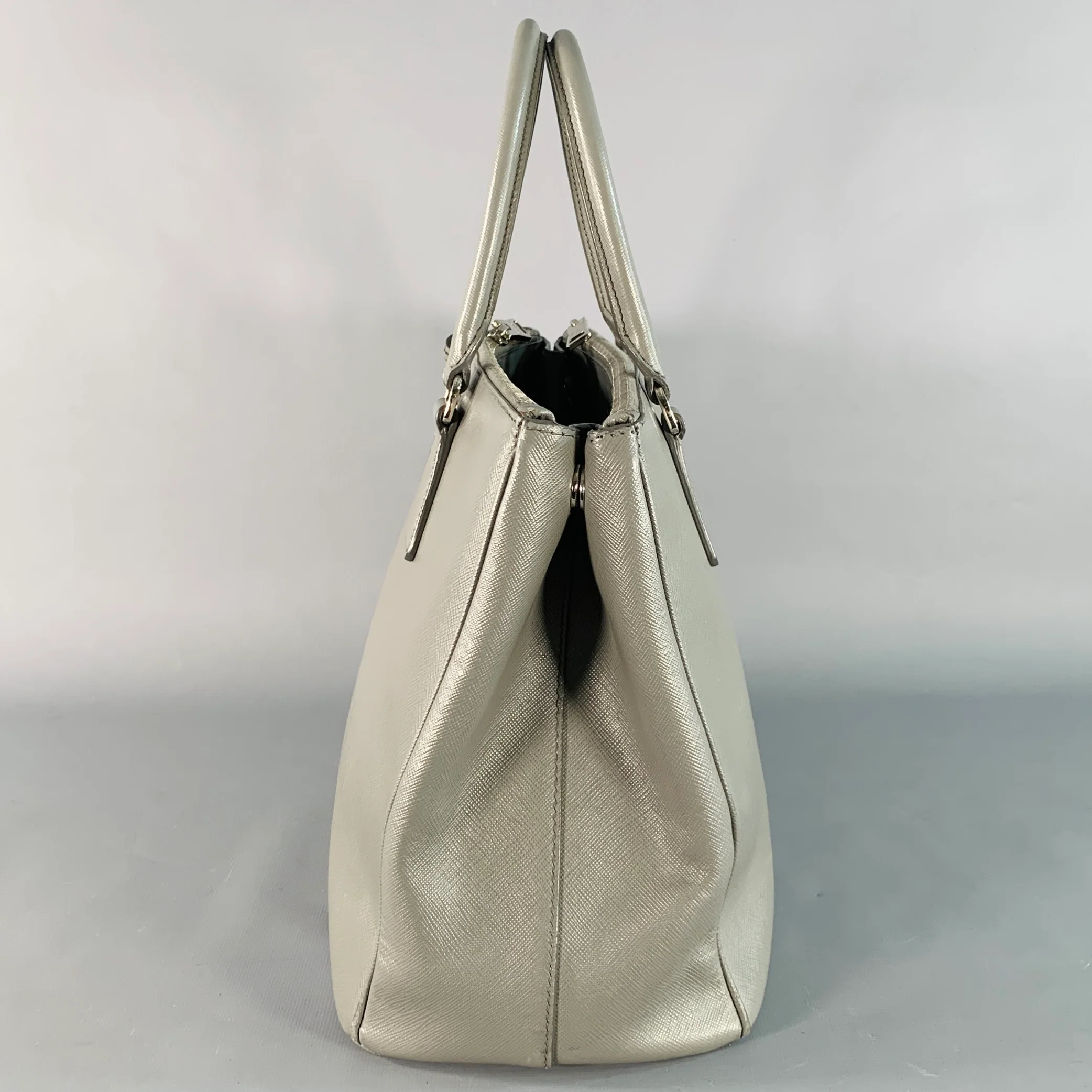 PRADA Galleria Grey Saffiano Leather Top Handles Handbag - Image 5