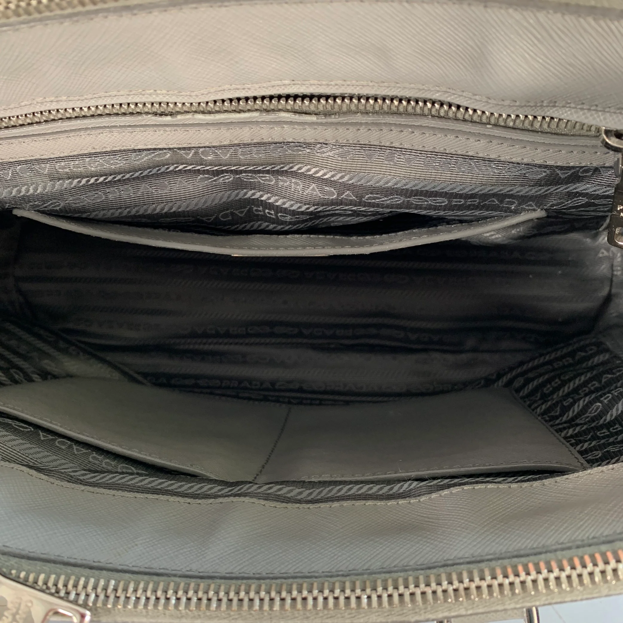 PRADA Galleria Grey Saffiano Leather Top Handles Handbag - Image 8