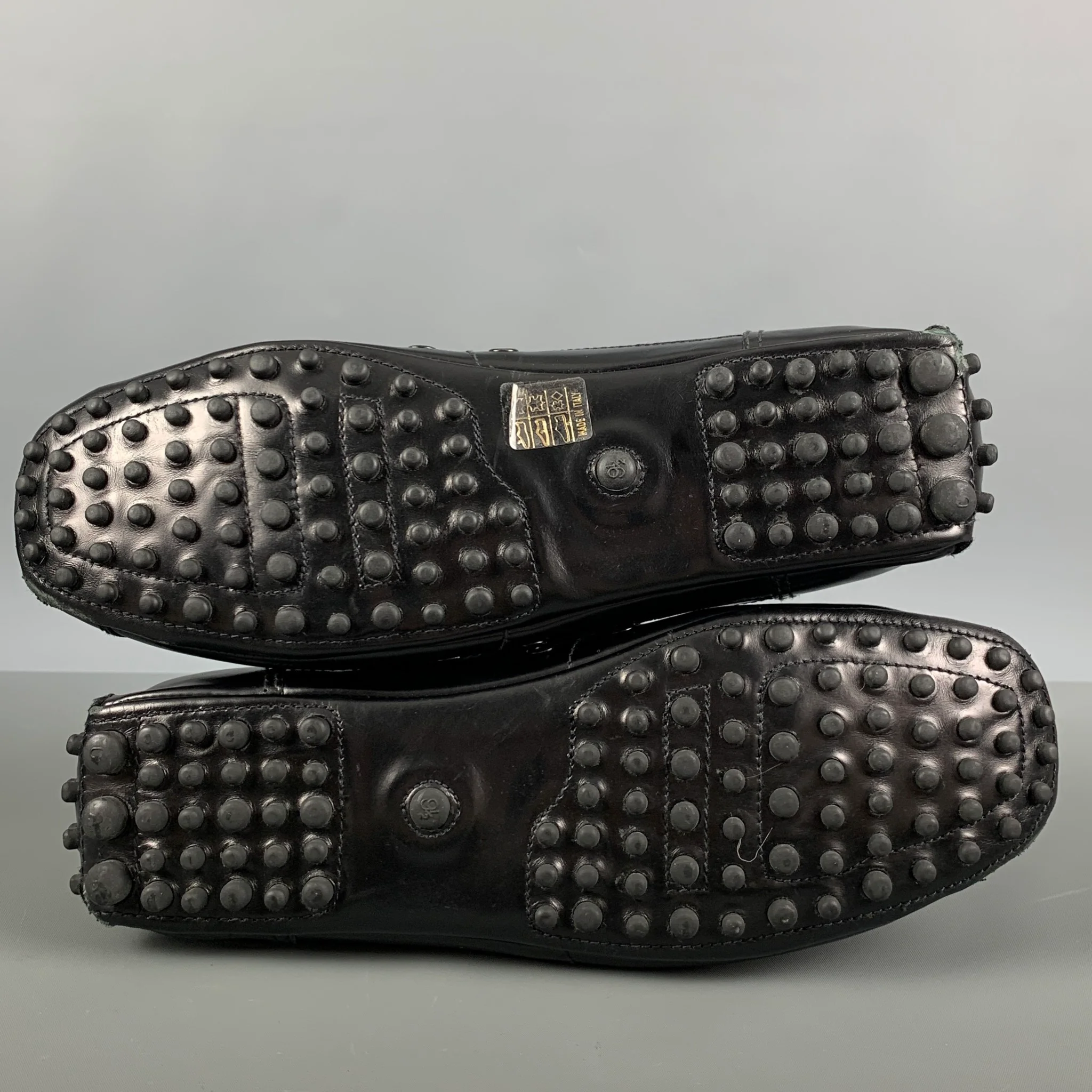 PRADA Size 10.5 Black Leather Drivers Lace Up Shoes - Image 6