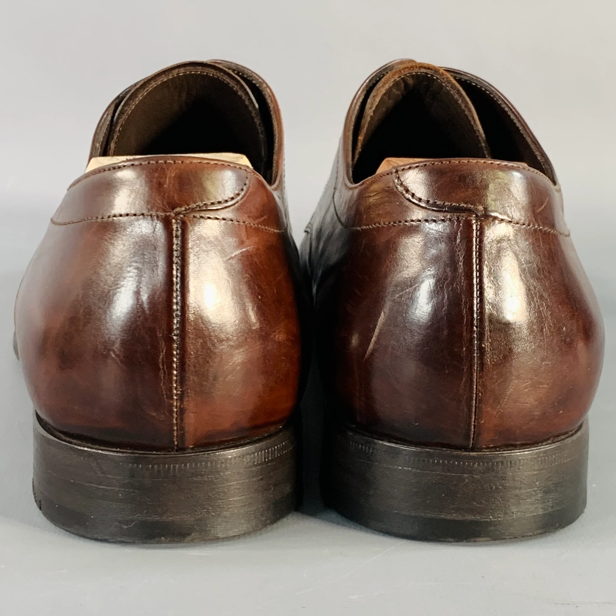PRADA Size 10 Brown Leather Derby Lace-Up Shoes - Image 3