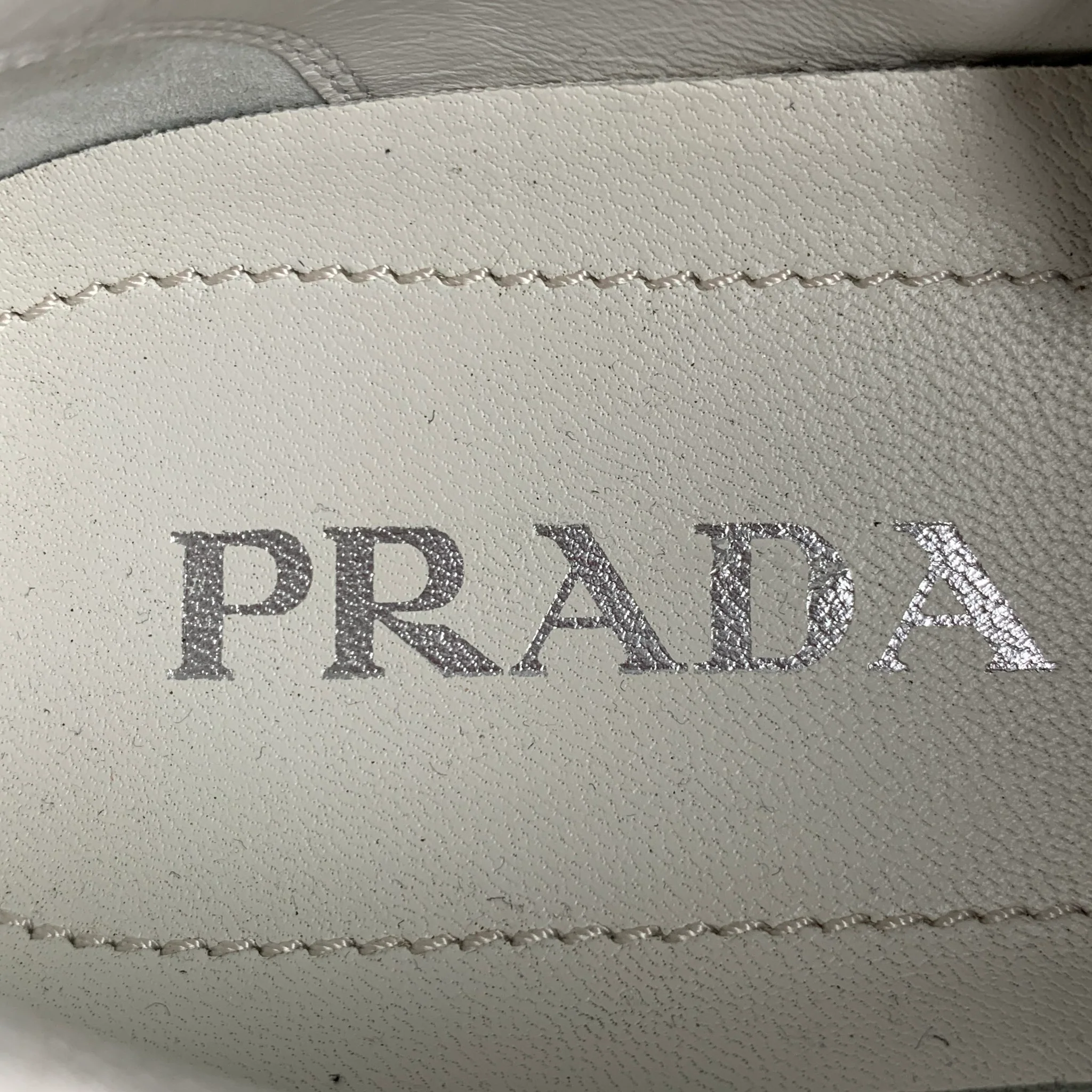 PRADA Size 10 White Multi-Color Leather Aplique Low Top Sneakers - Image 8