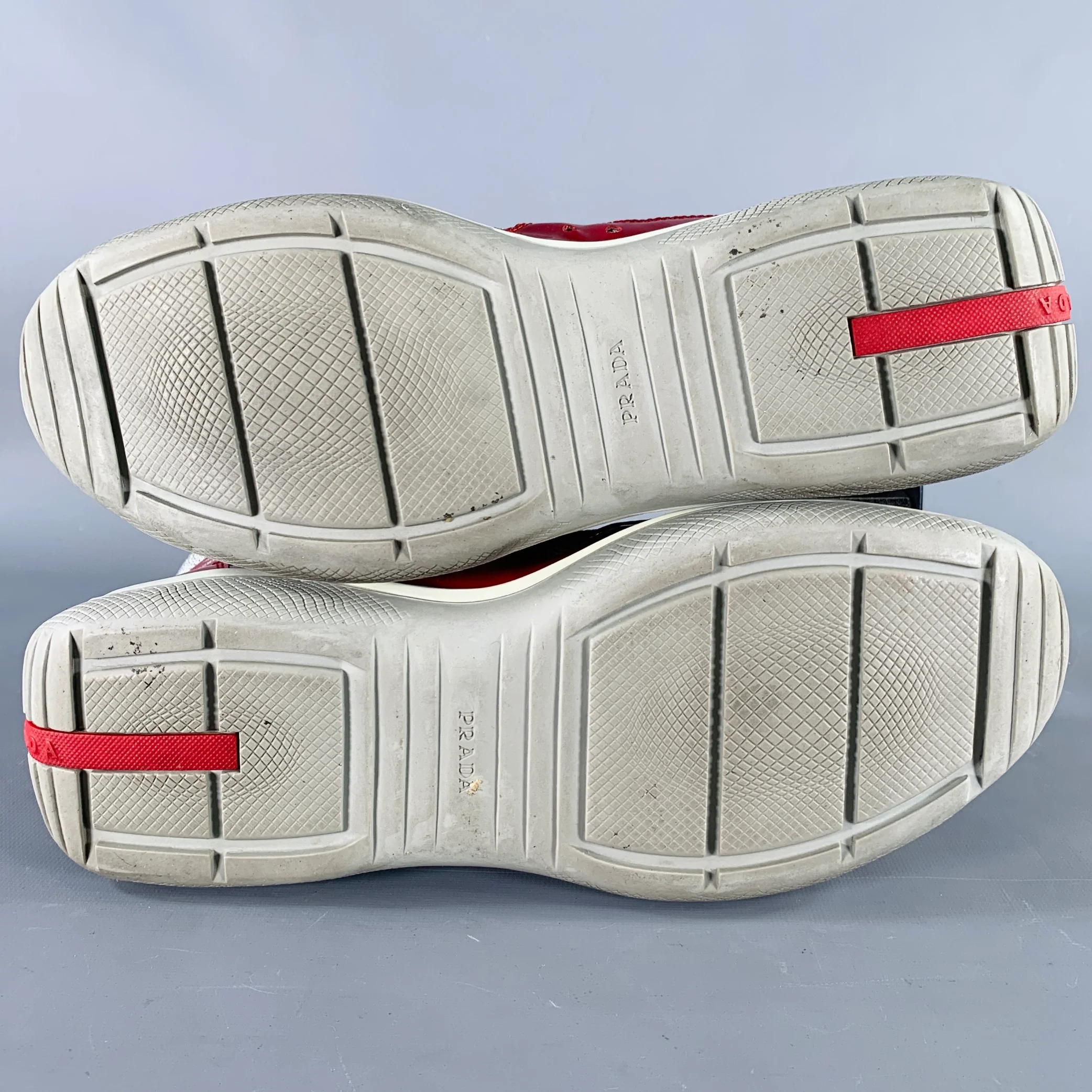 PRADA Size 11 America's Cup Red Silver Mesh High Top Sneakers - Image 7