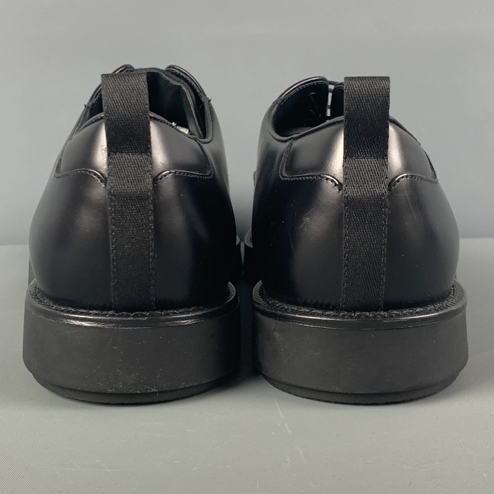 PRADA Size 11 Black Leather Lace Up Shoes - Image 5