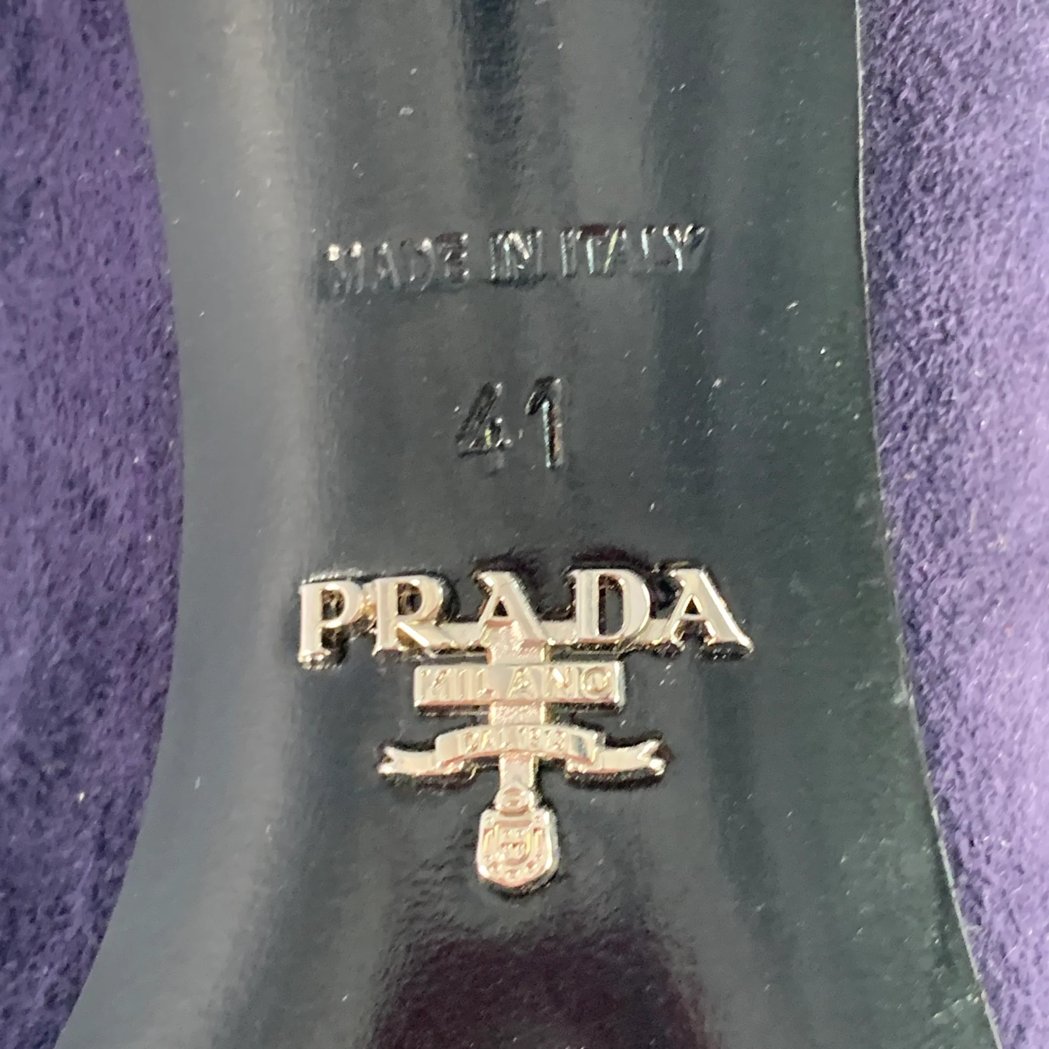 PRADA Size 11 Navy Suede Bow Pointed Toe Kitten Heel Pumps - Image 8
