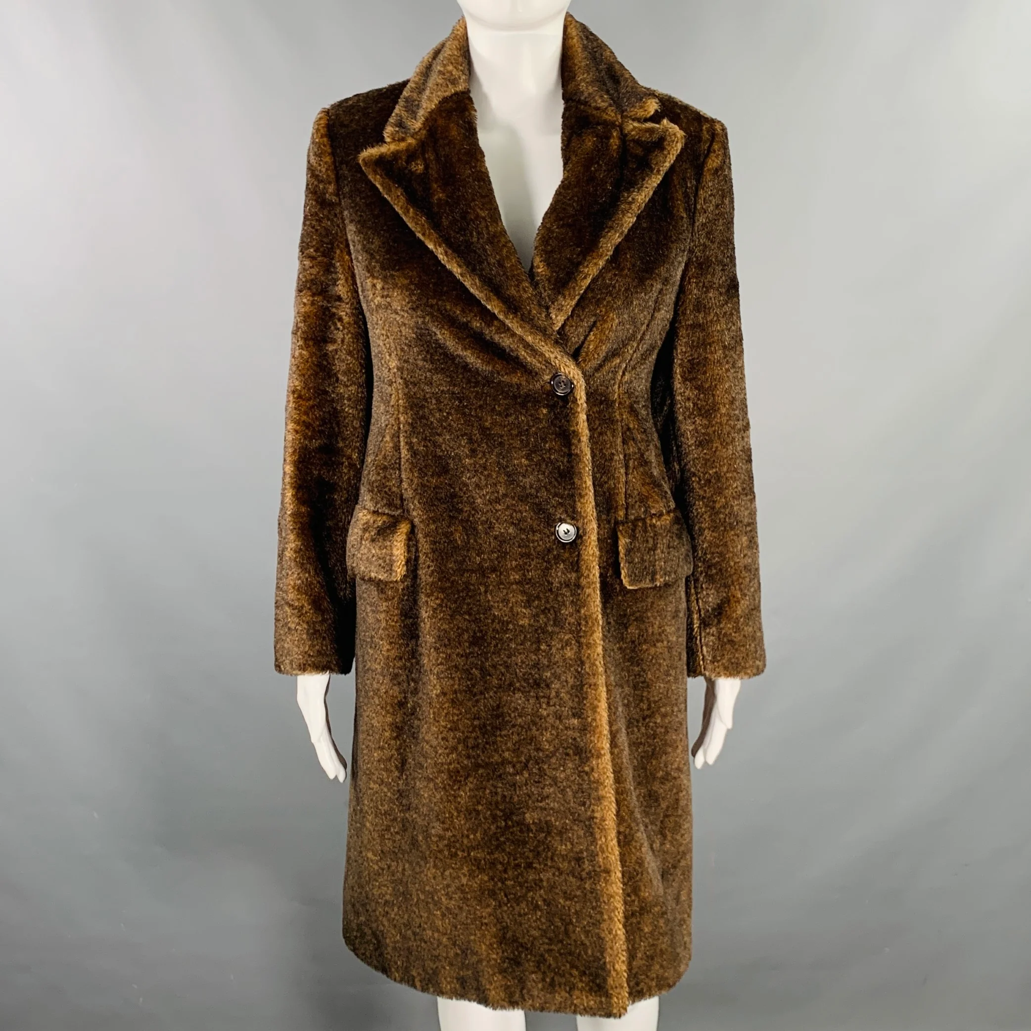 PRADA Size 2 Brown Camel Mohair Faux Fur Coat