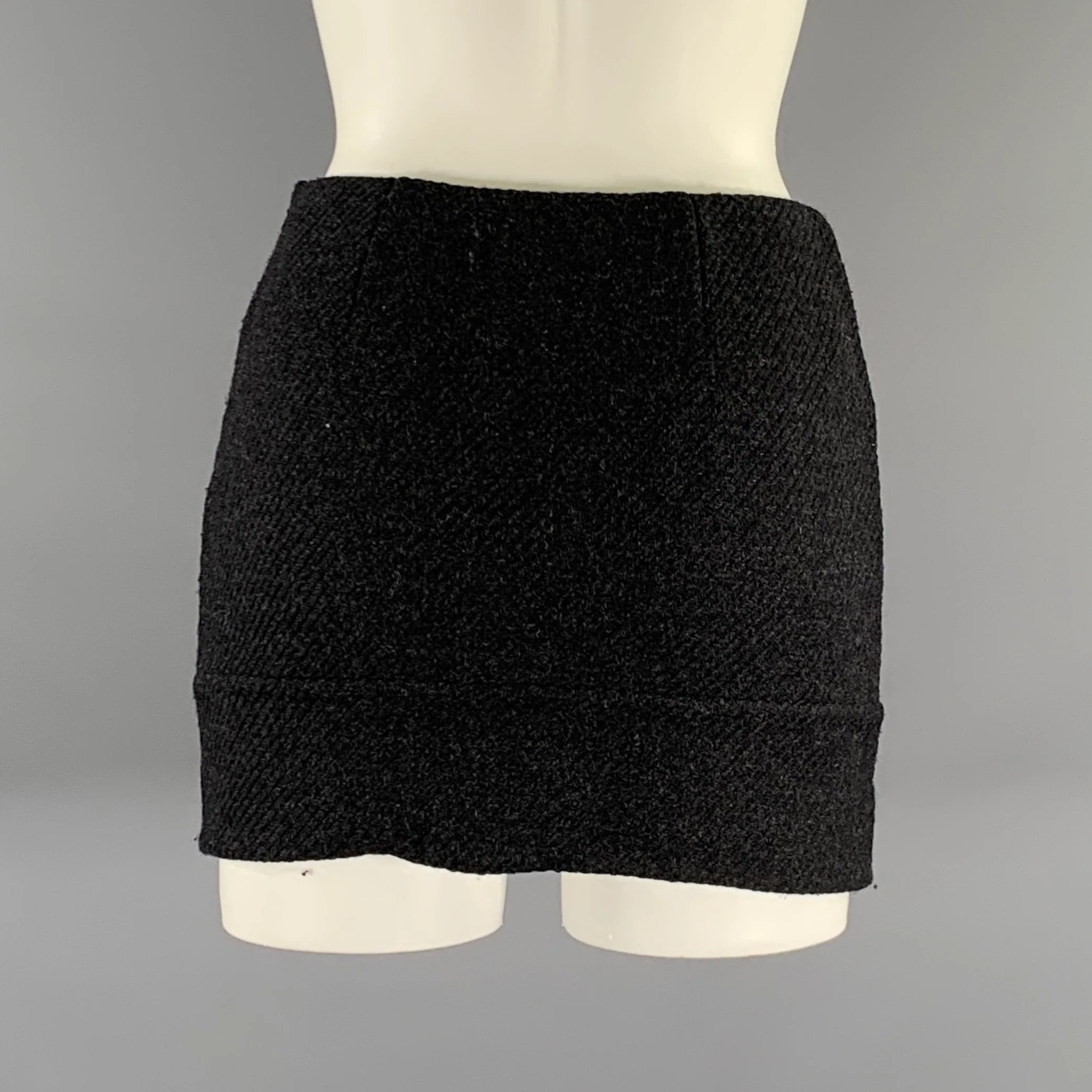 PRADA Size 2 Grey Dark Grey Wool Blend Mini Skirt - Image 2