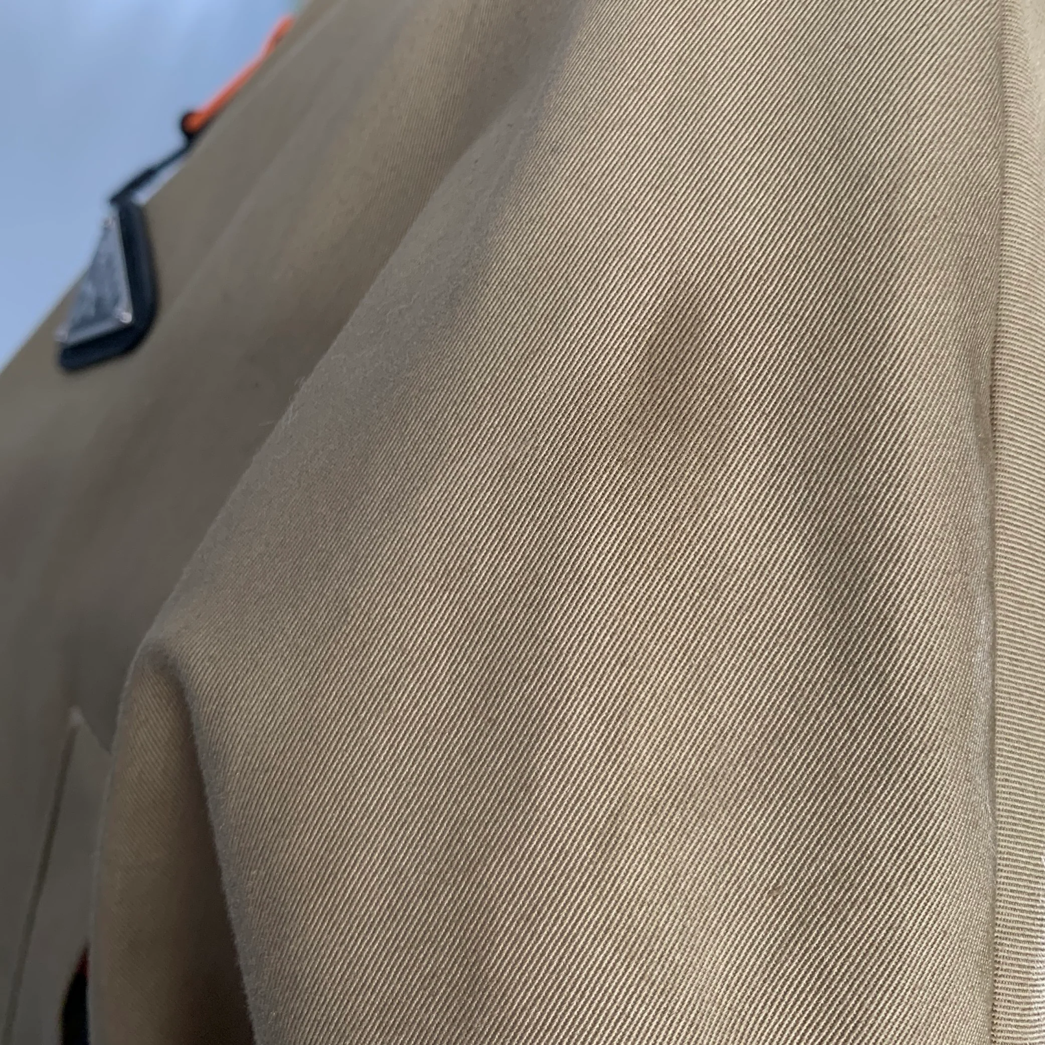 PRADA Size 2 Khaki Orange Cotton Blend Contrast Trim Crop Jacket - Image 5