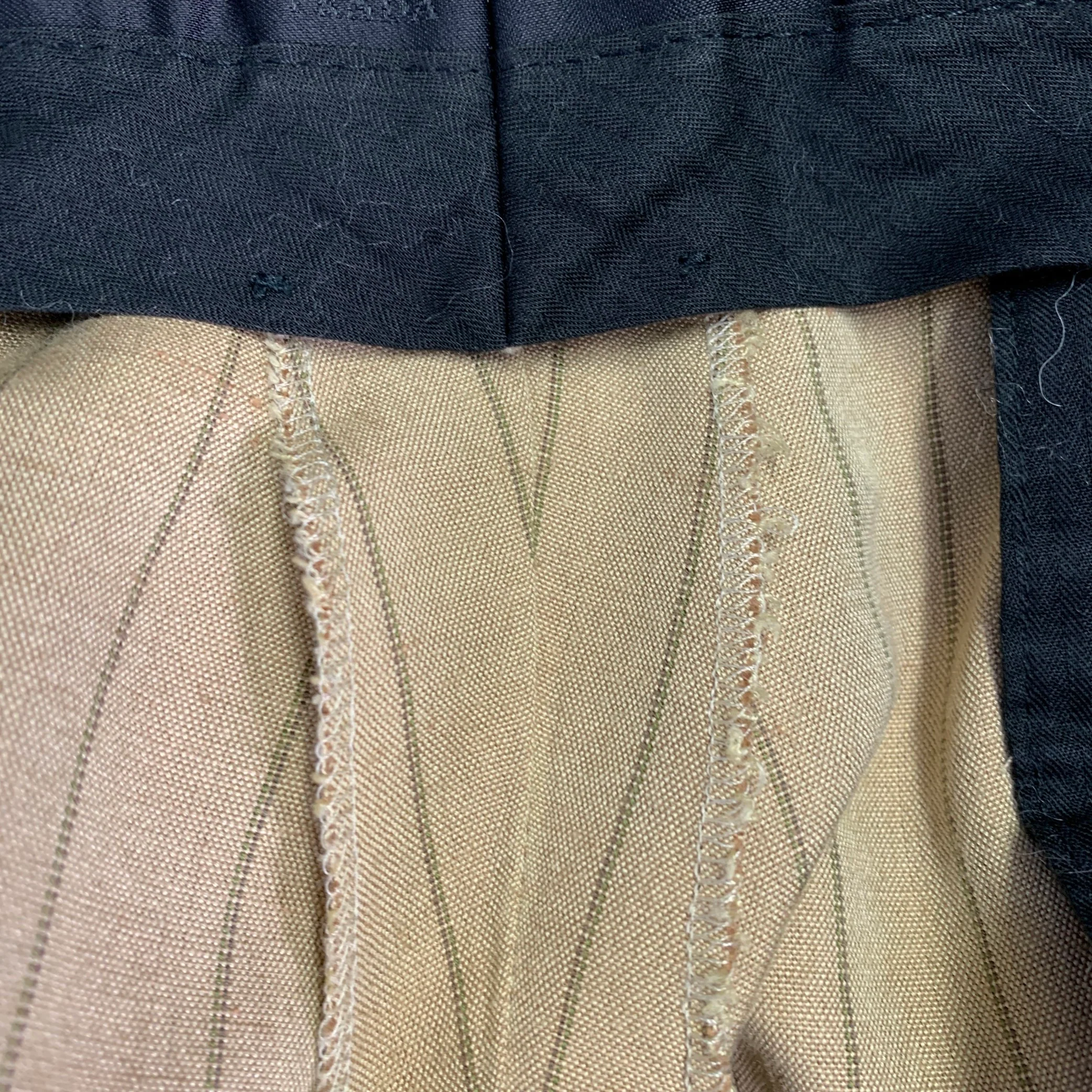 PRADA Size 32 Tan Brown Pinstripe Polyester Linen Button Fly Dress Pants - Image 11