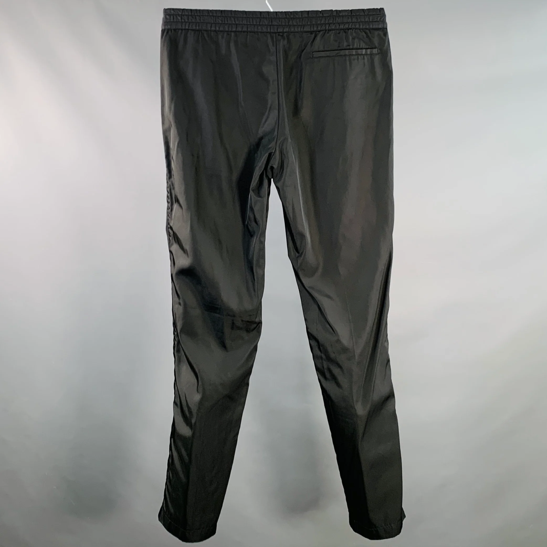 PRADA Size 34 Black Nylon Elastic Waistband Casual Pants - Image 3