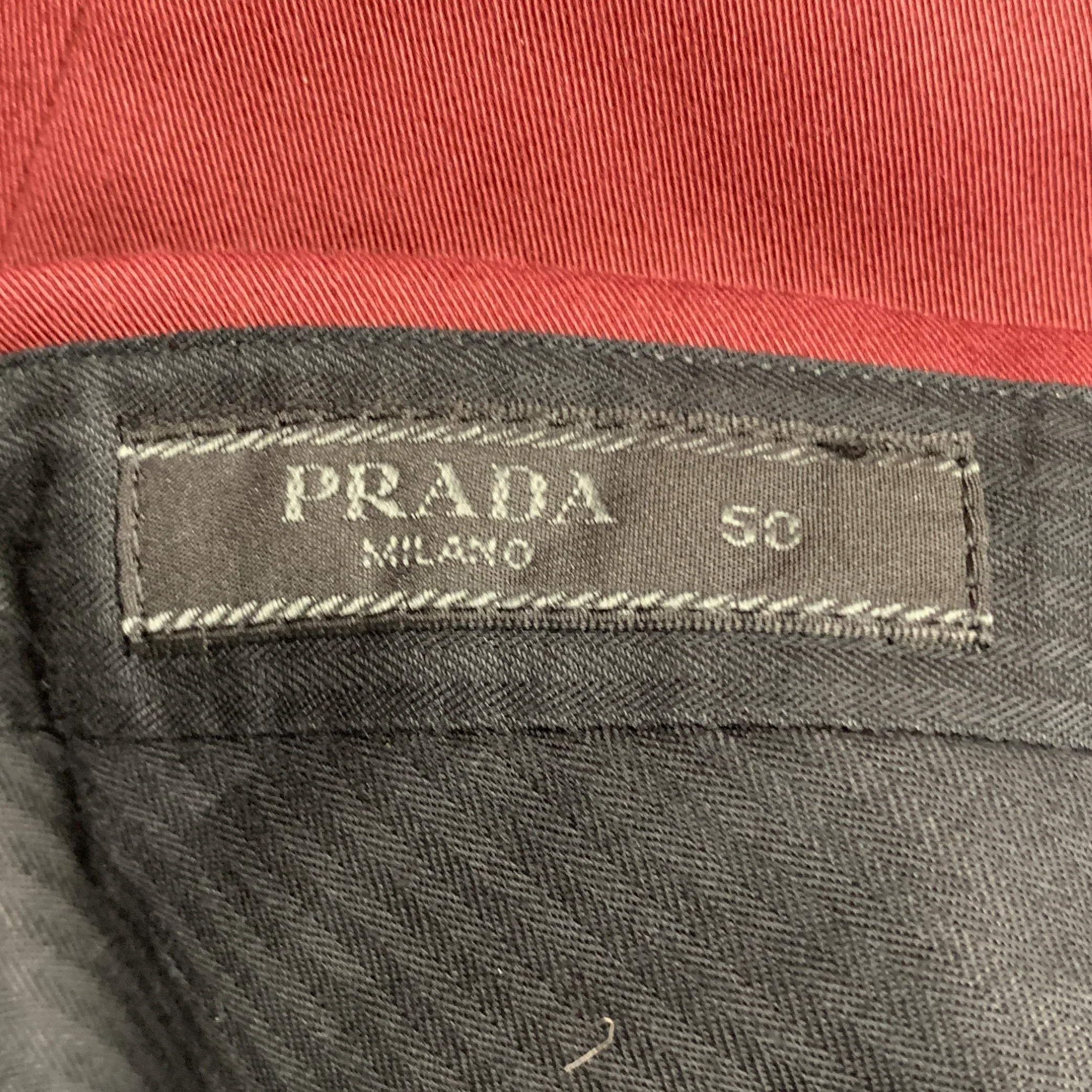 PRADA Size 34 Burgundy Cotton Blend Zip Fly Dress Pants - Image 5