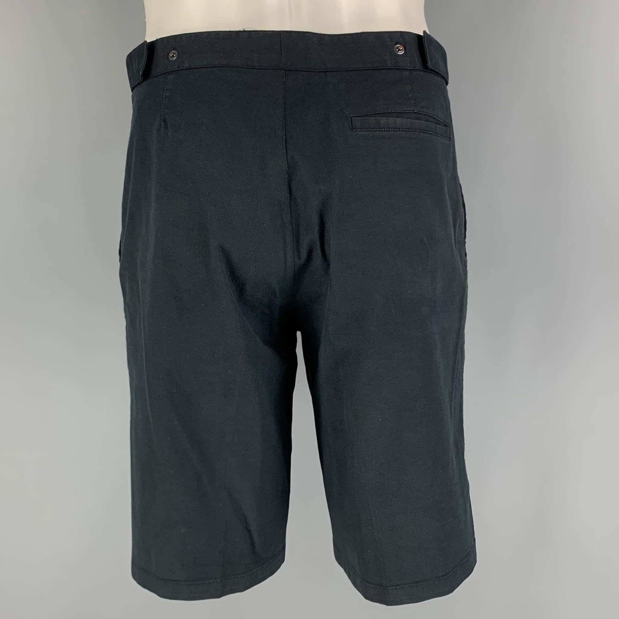 PRADA Size 34 Navy Cotton Blend Flat Front Shorts - Image 3