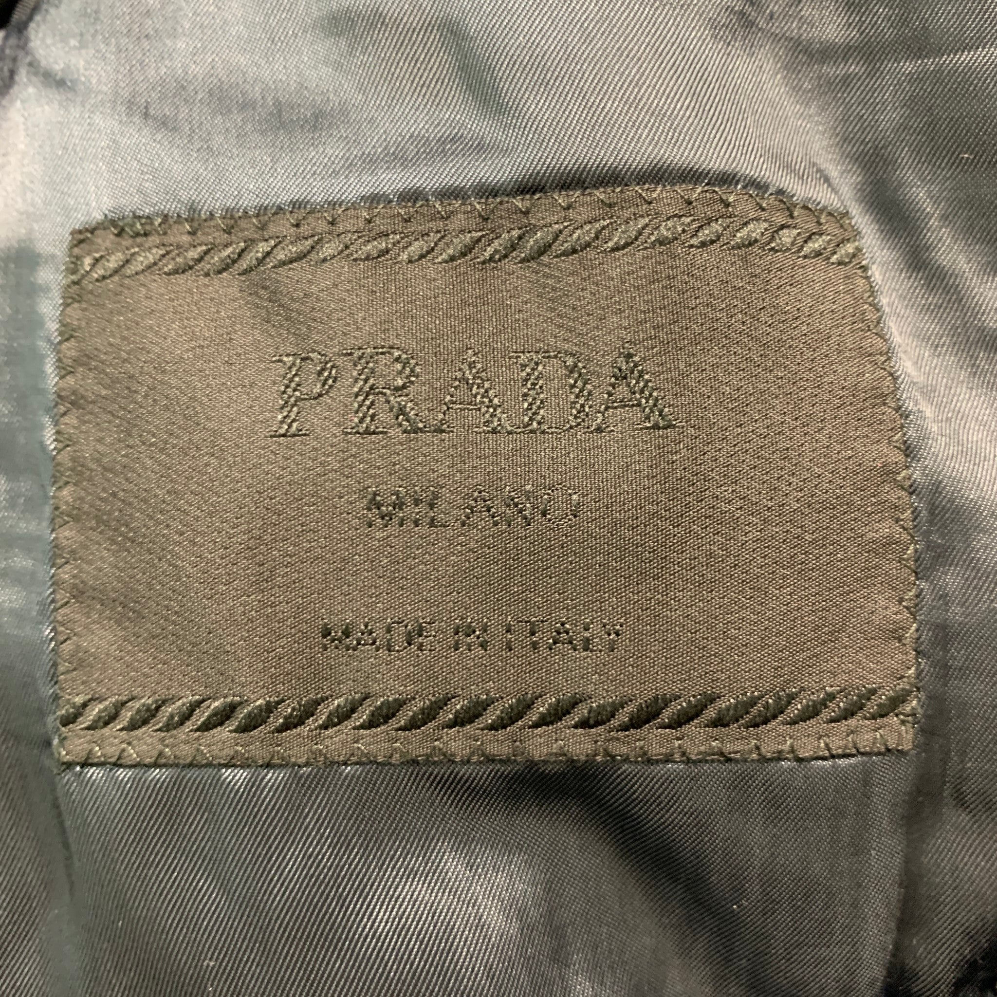 PRADA Size 34 Navy Cream Pinstripe Viscose Linen Pleated Suit - Image 10
