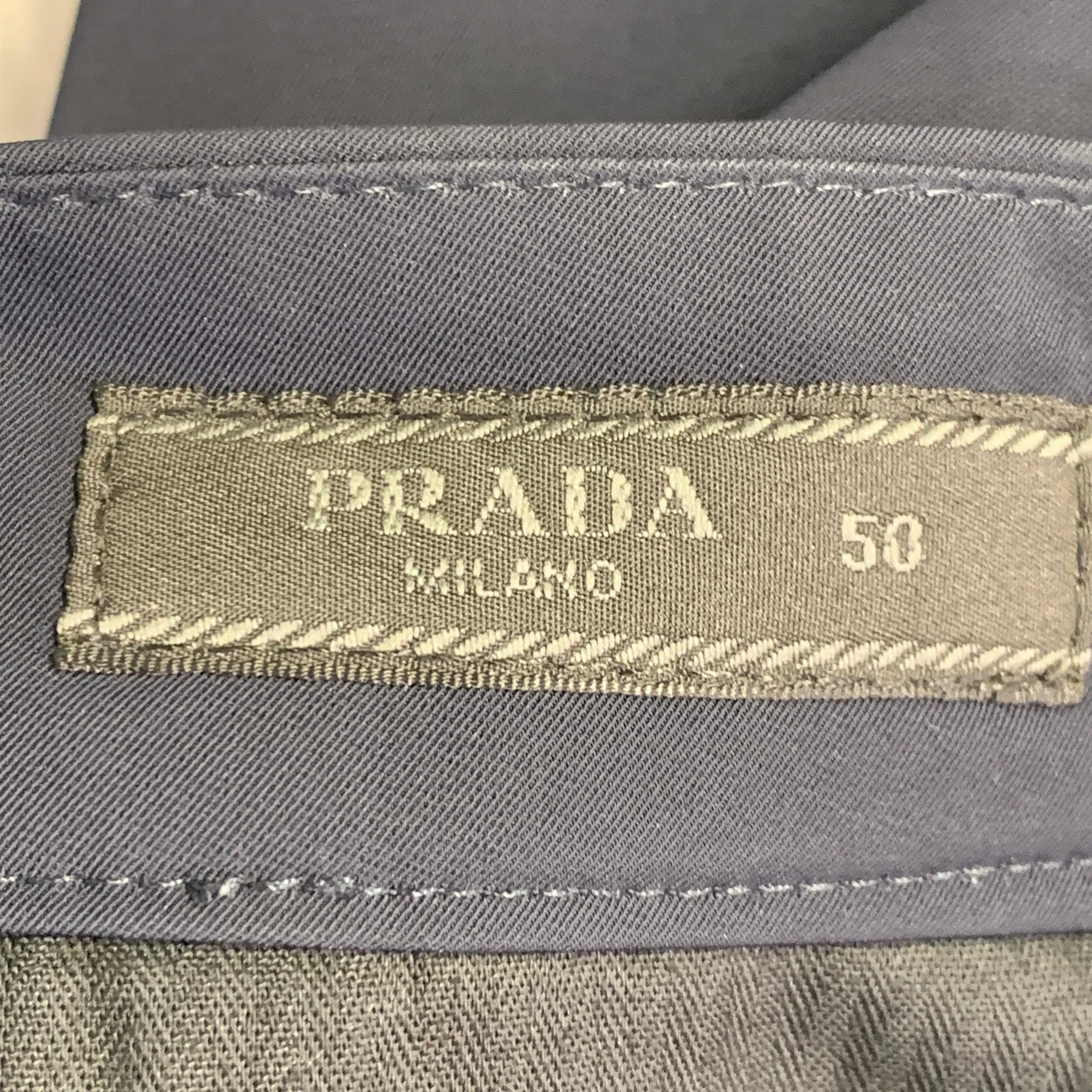 PRADA Size 34 Navy Polyester Twill Flat Front Zip Fly Casual Pants - Image 4
