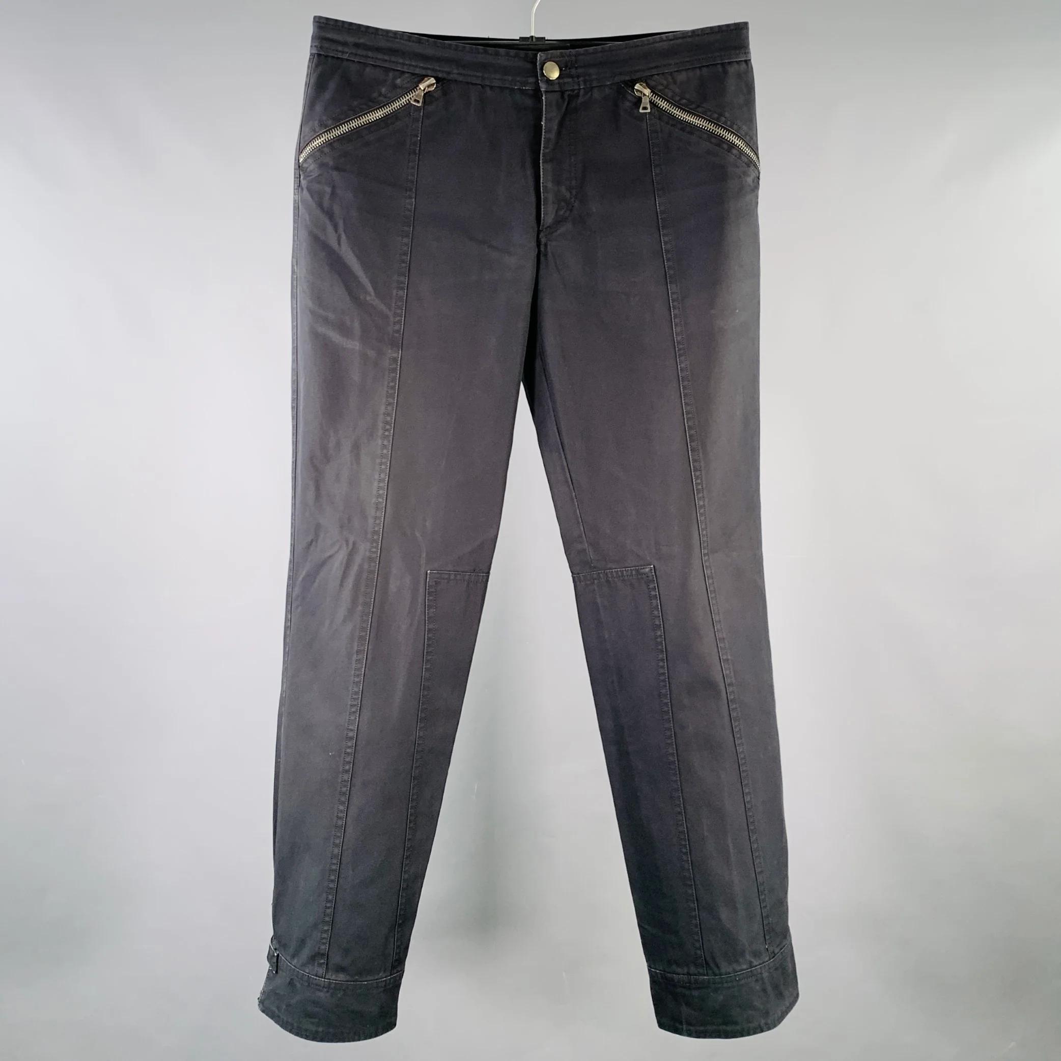 PRADA Size 34 Navy Twill Zip Pockets Casual Pants
