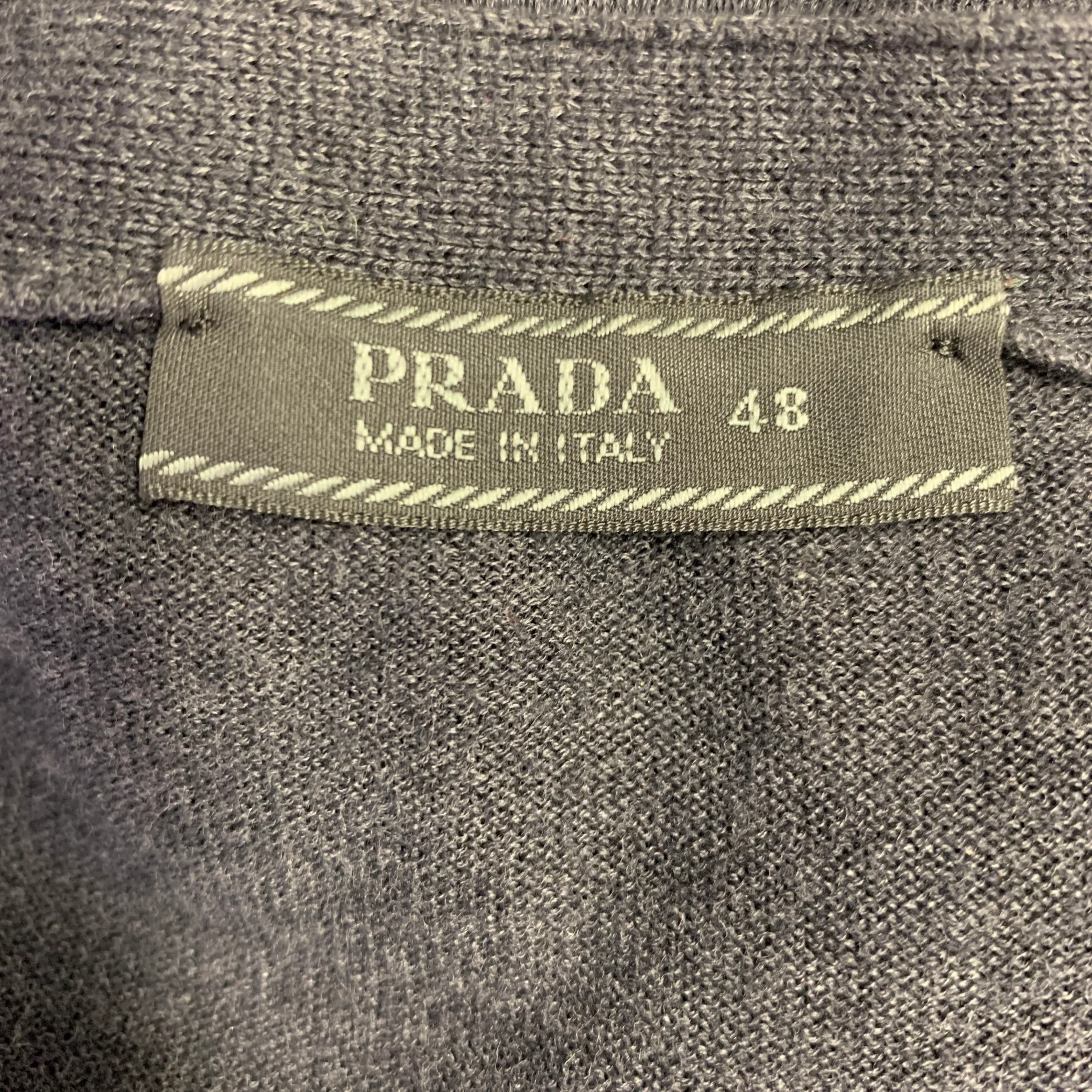 PRADA Size 38 Grey Knit Buttoned V-Neck Cardigan - Image 6
