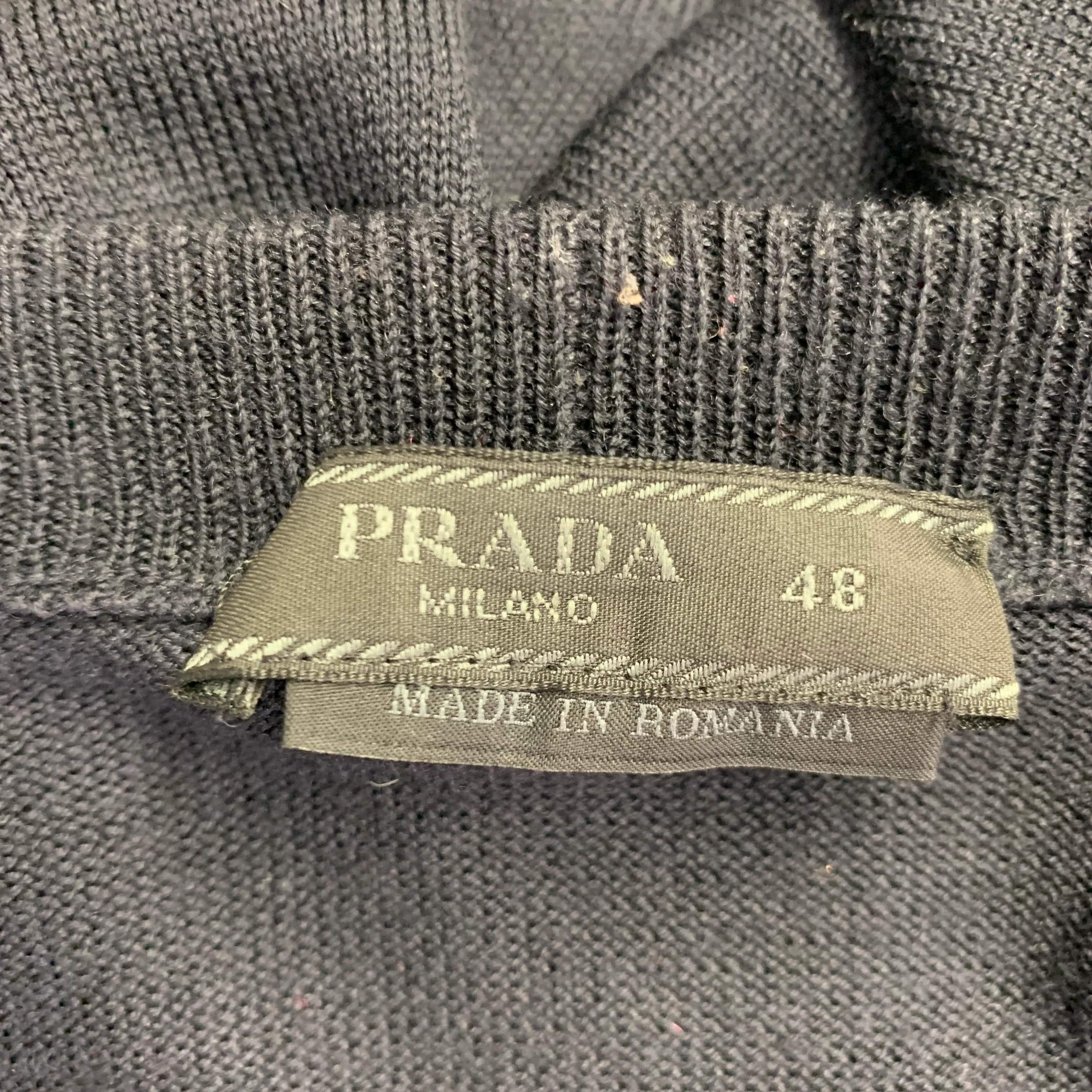 PRADA Size 38 Navy Knit Gold Buttons V-Neck Cardigan - Image 5
