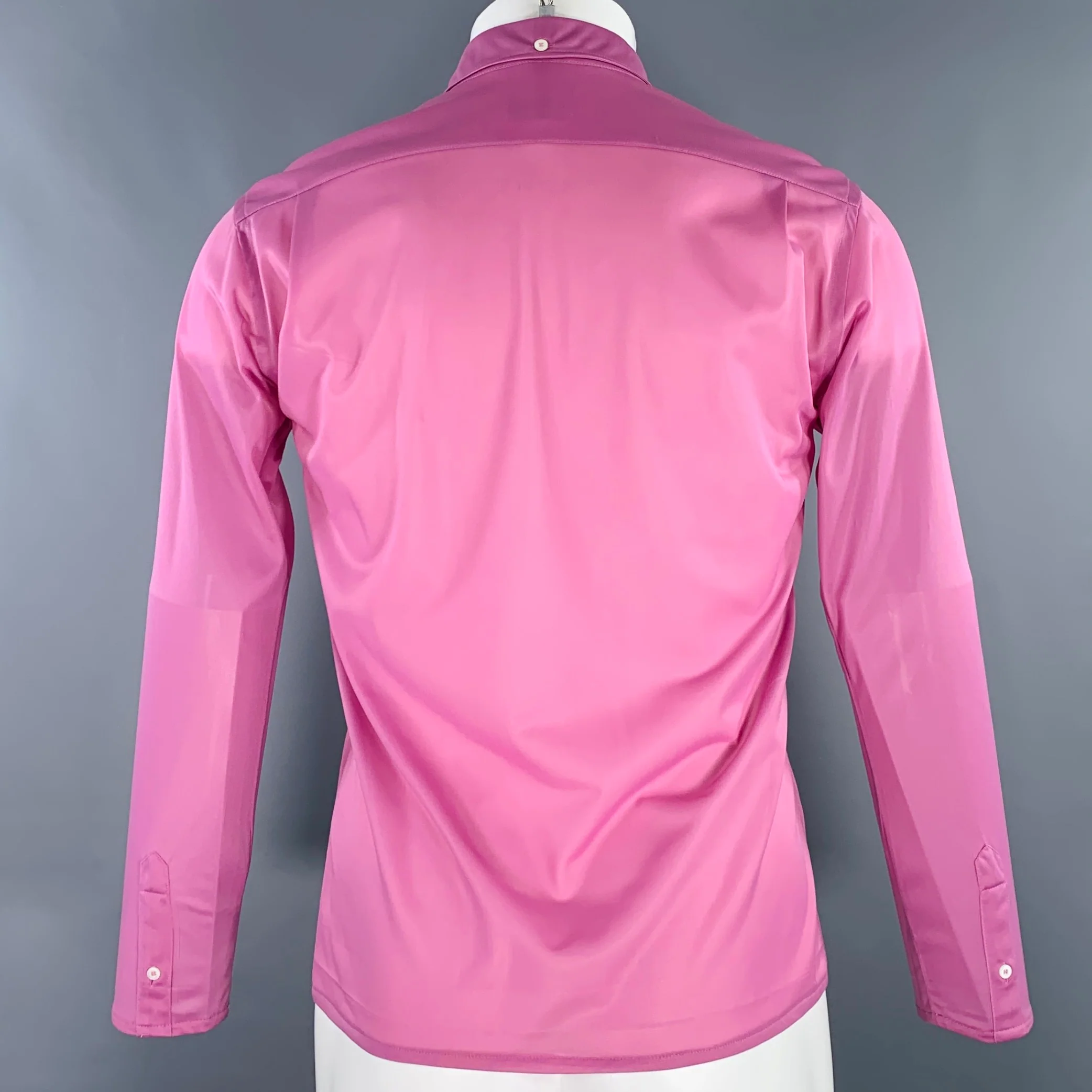 PRADA Size 38 Purple Lilac Ruffle One Pocket Long Sleeve Shirt - Image 3