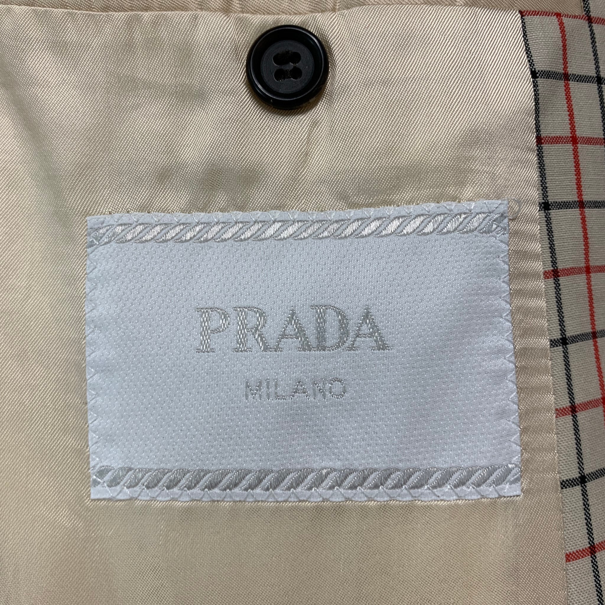 PRADA Size 42 Beige Red Black Window Pane Wool Mohair Sport Coat - Image 5