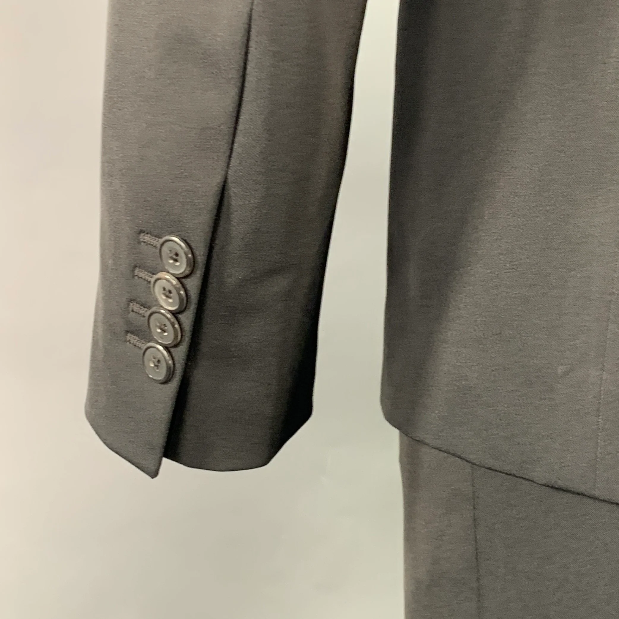 PRADA Size 42 Black Polyester Blend Twill Single Breasted Notch Lapel Suit - Image 6