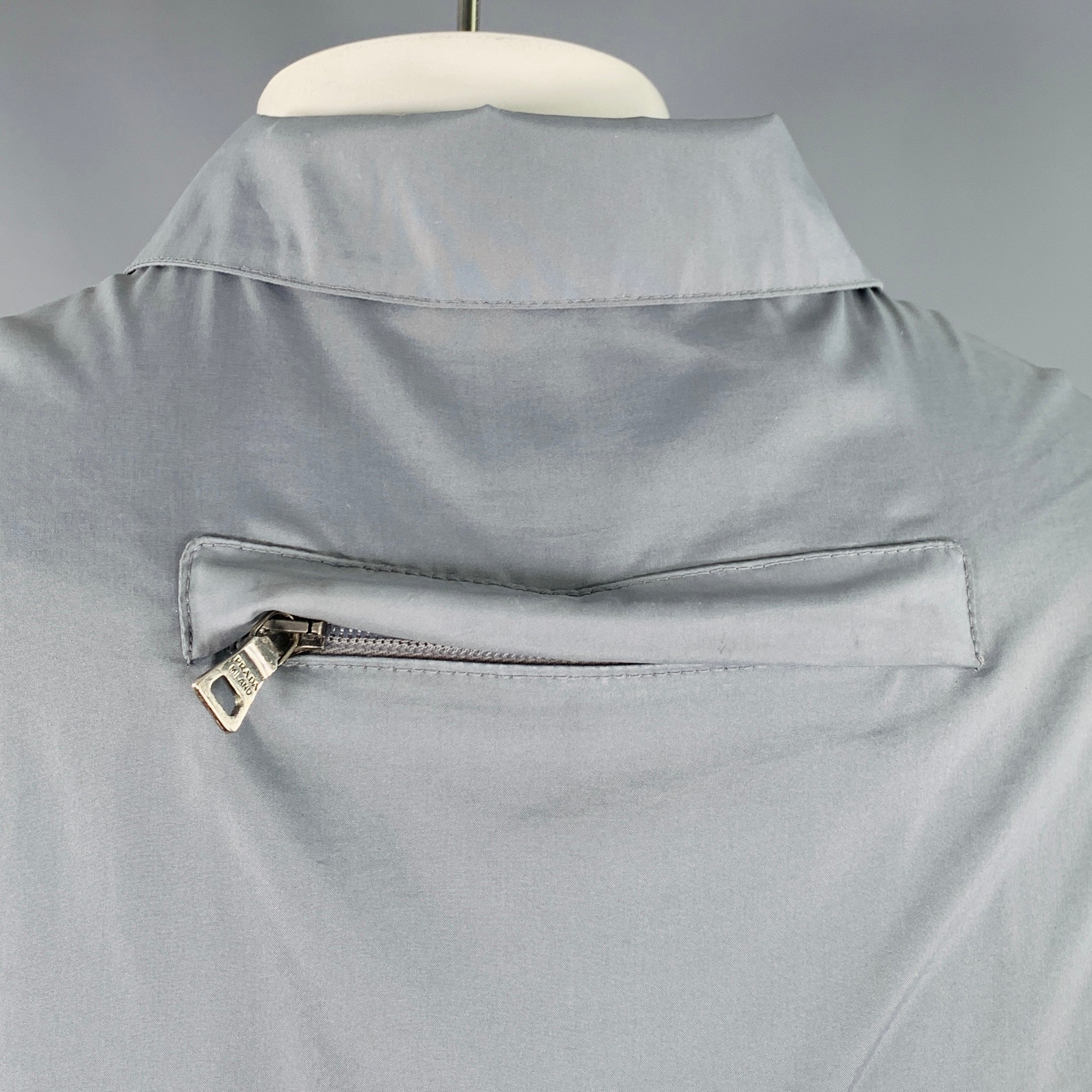 PRADA Size 42 Blue Grey Polyester Windbreaker Jacket - Image 6