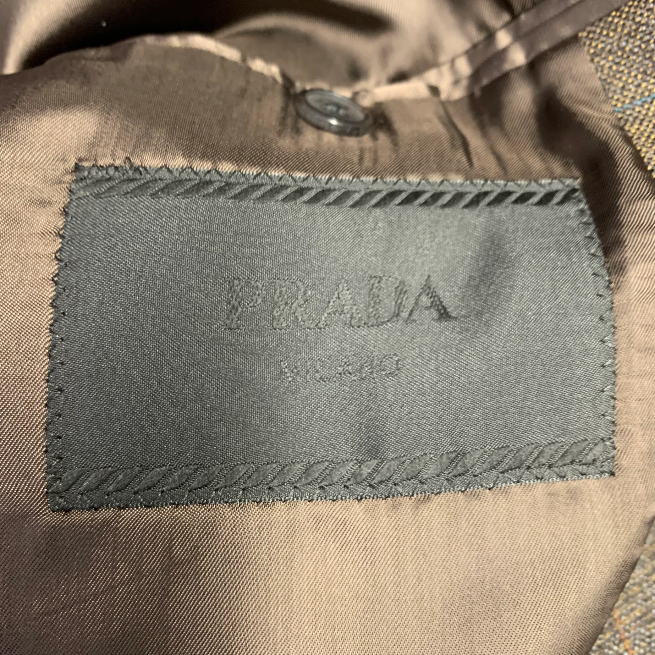 PRADA Size 42 Brown Mustard Window Pane Single Breasted Sport Coat - Image 6