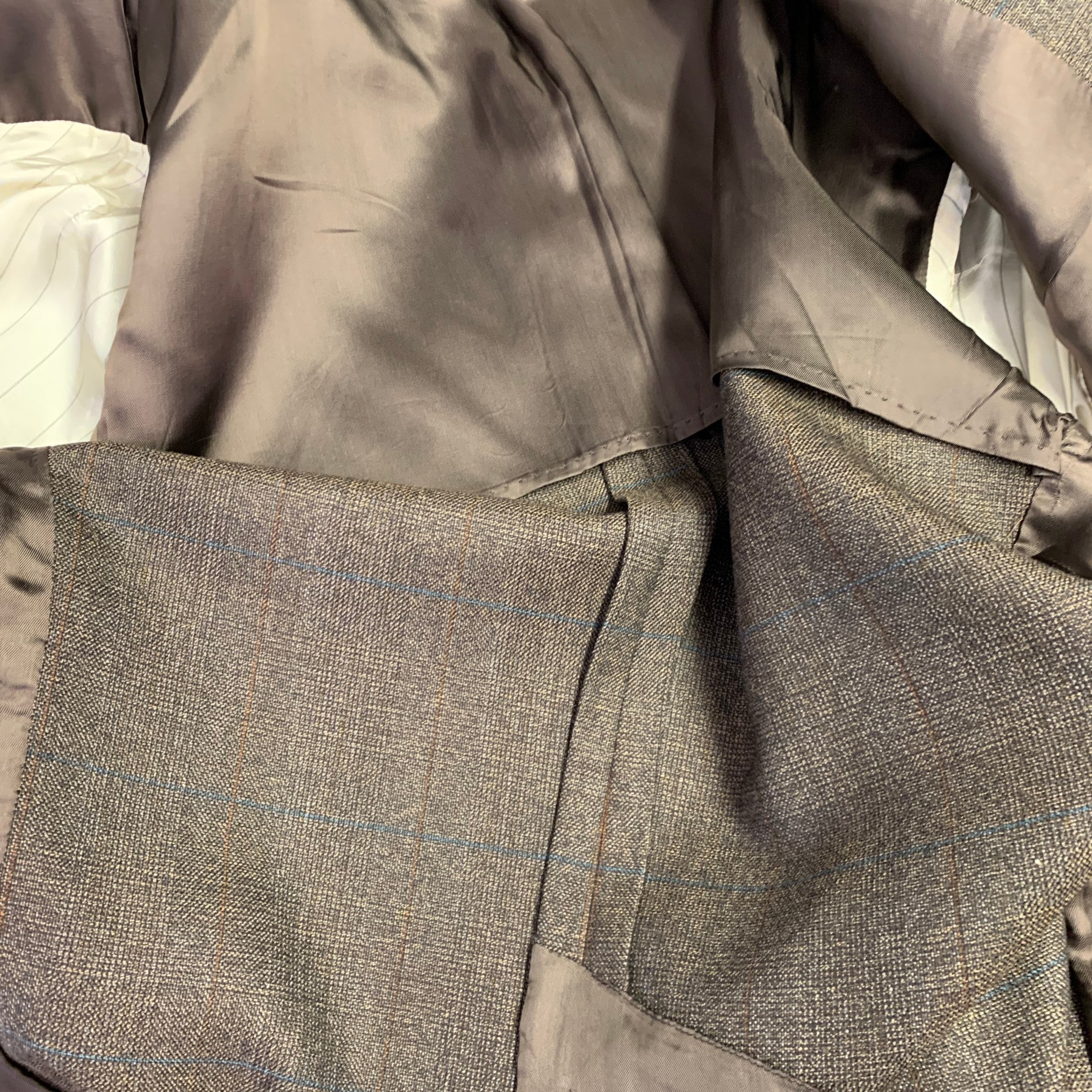 PRADA Size 42 Brown Mustard Window Pane Single Breasted Sport Coat - Image 7