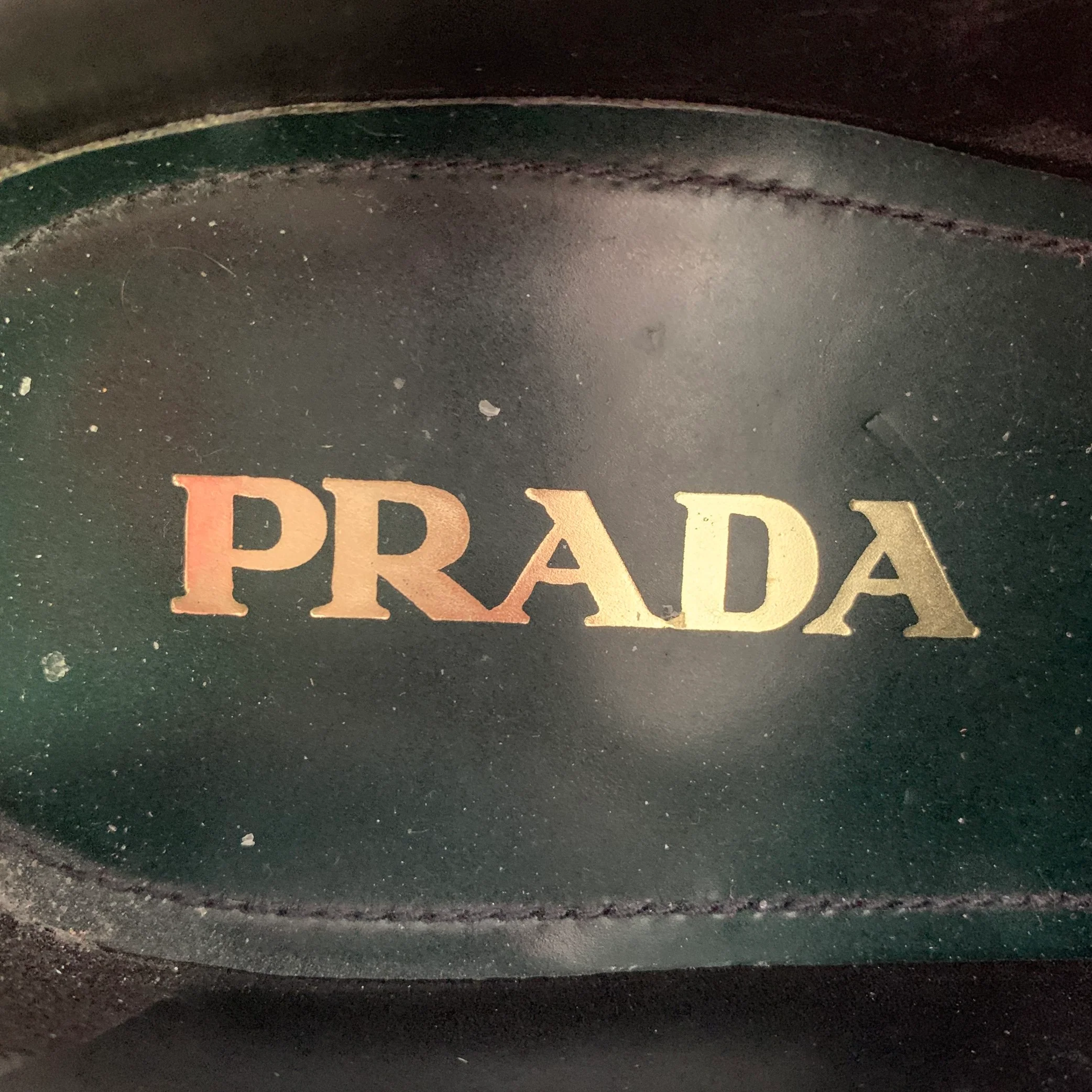 PRADA Size 6.5 Green Brown Wingtip Leather Platform Lace-Up Shoes - Image 7