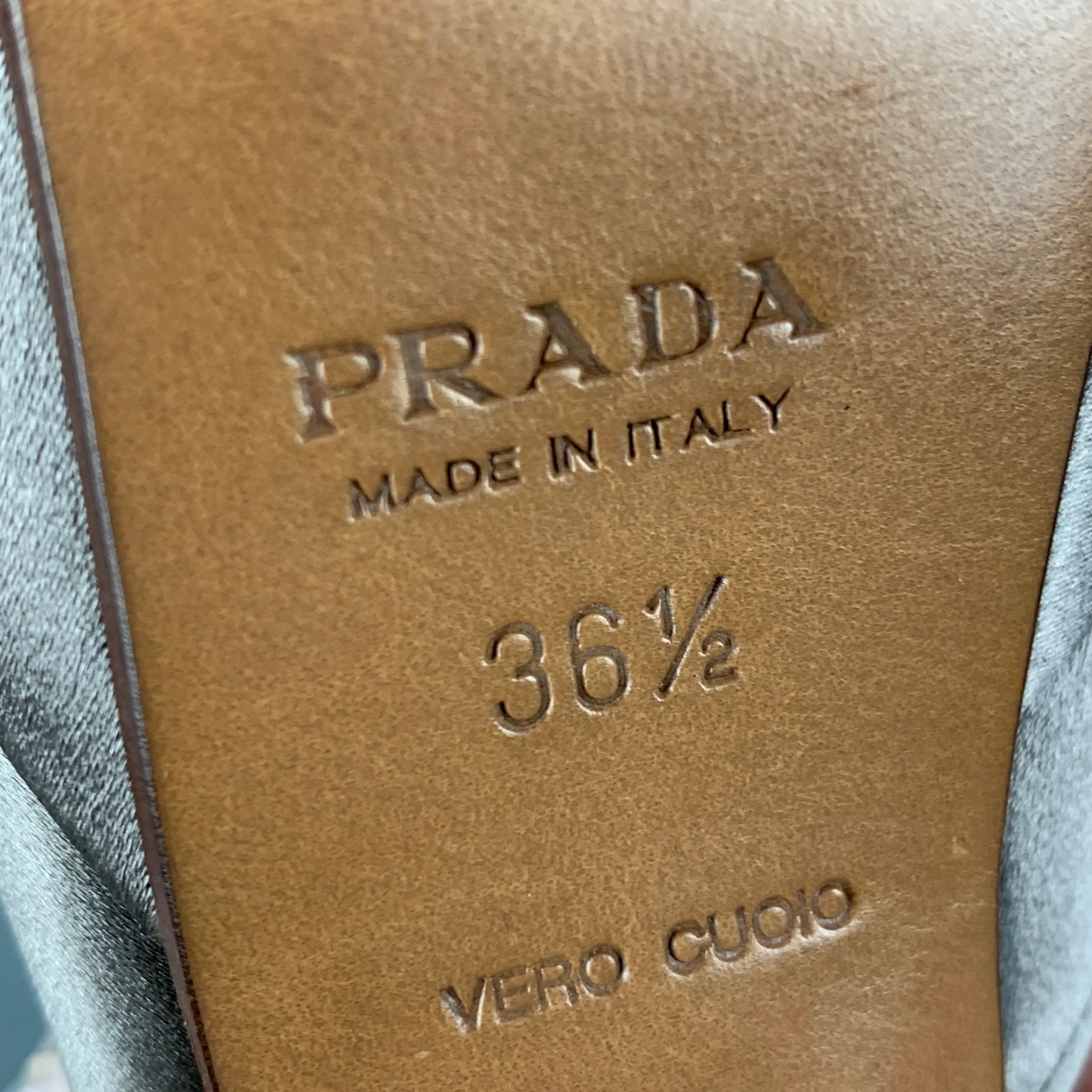 PRADA Size 6.5 Grey Slingback Pumps - Image 6